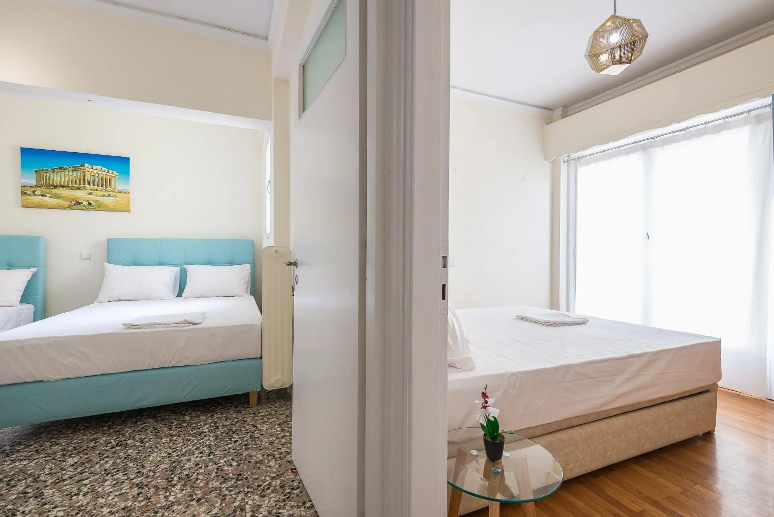 Bed in Acropolis View Paradise Apartments