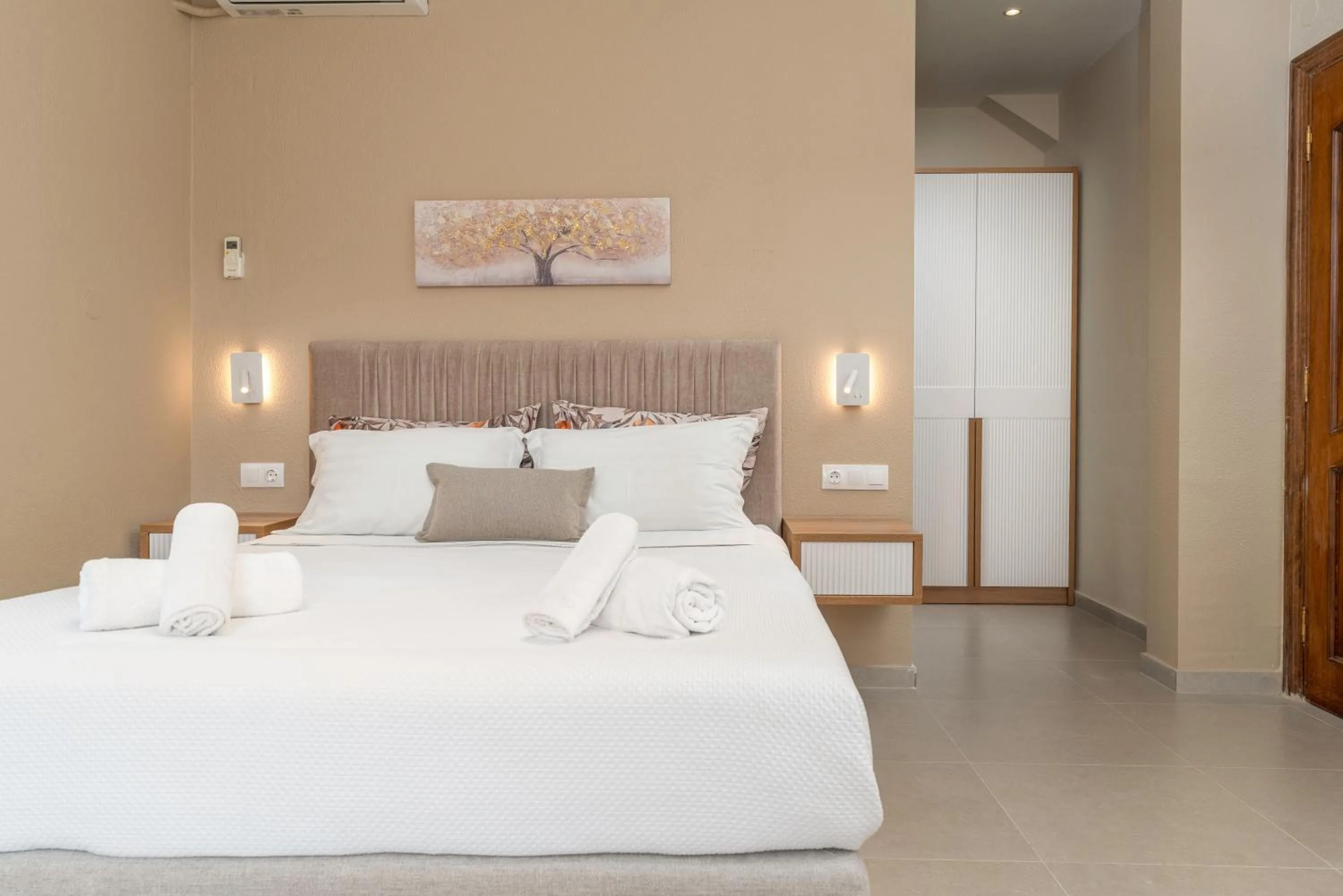 View (from property/room), Bed in Georgalas Sun Beach Resort