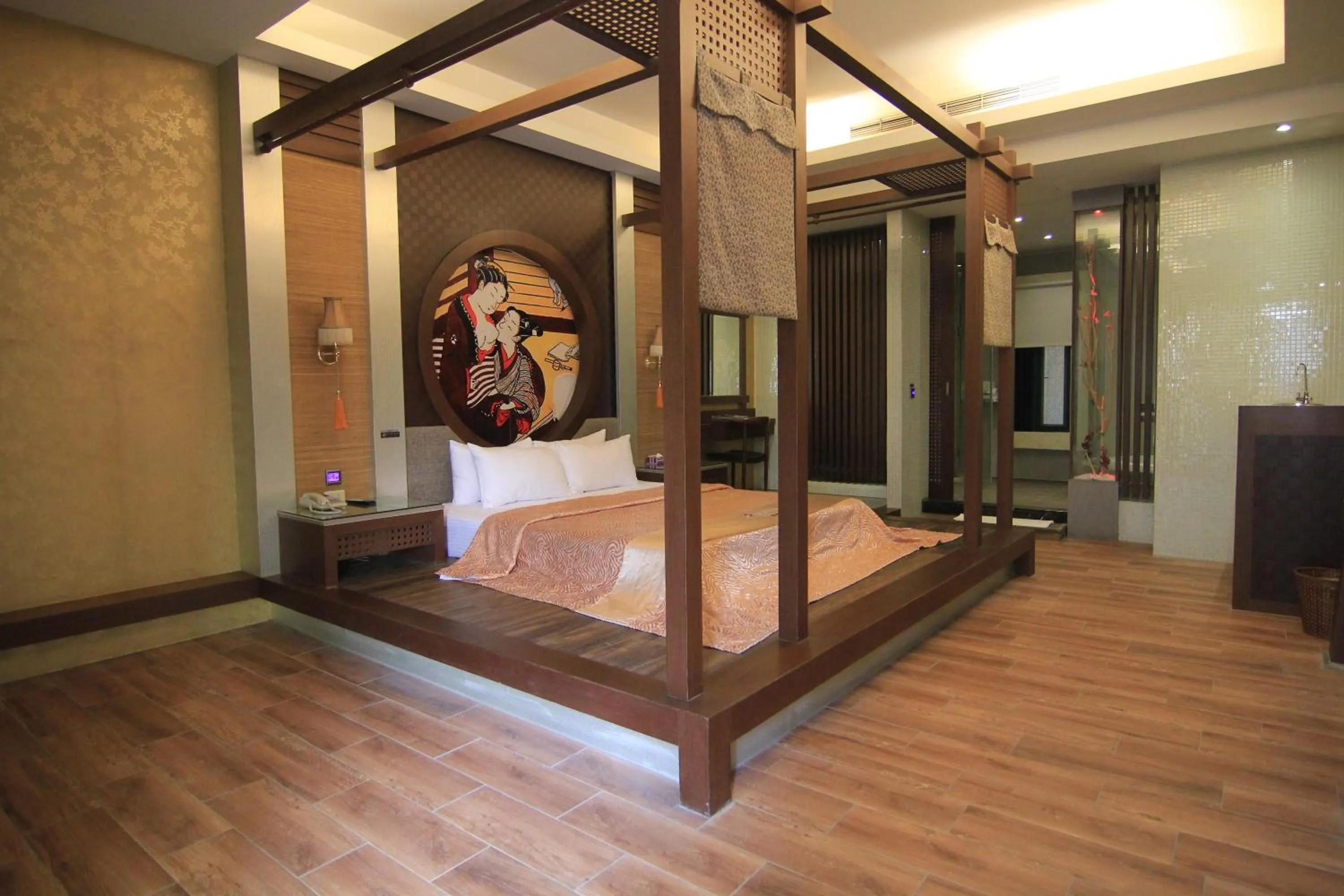 Bed in Romantic Code Art Motel