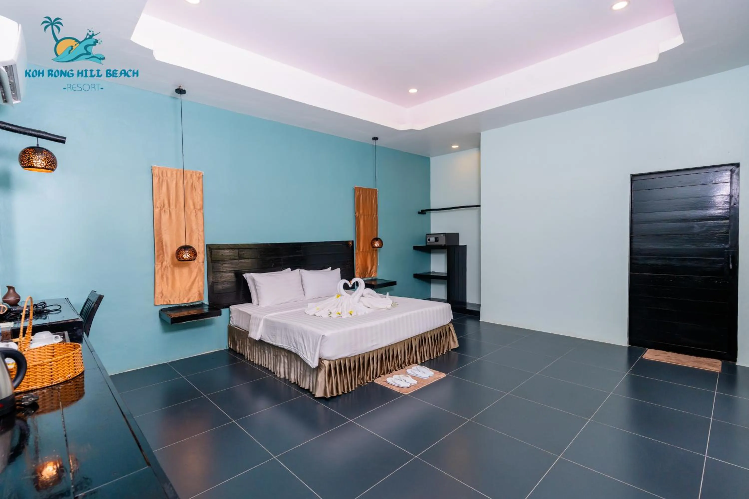 Bed in Koh Rong Hill Beach Resort