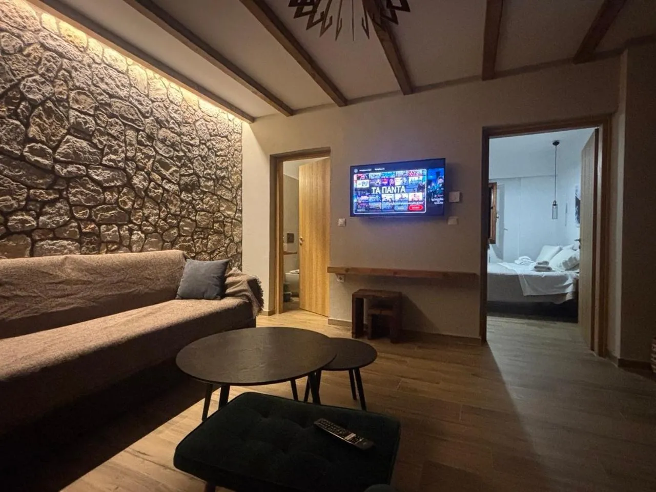 Seating area, Bed in Tzovolos Apartments