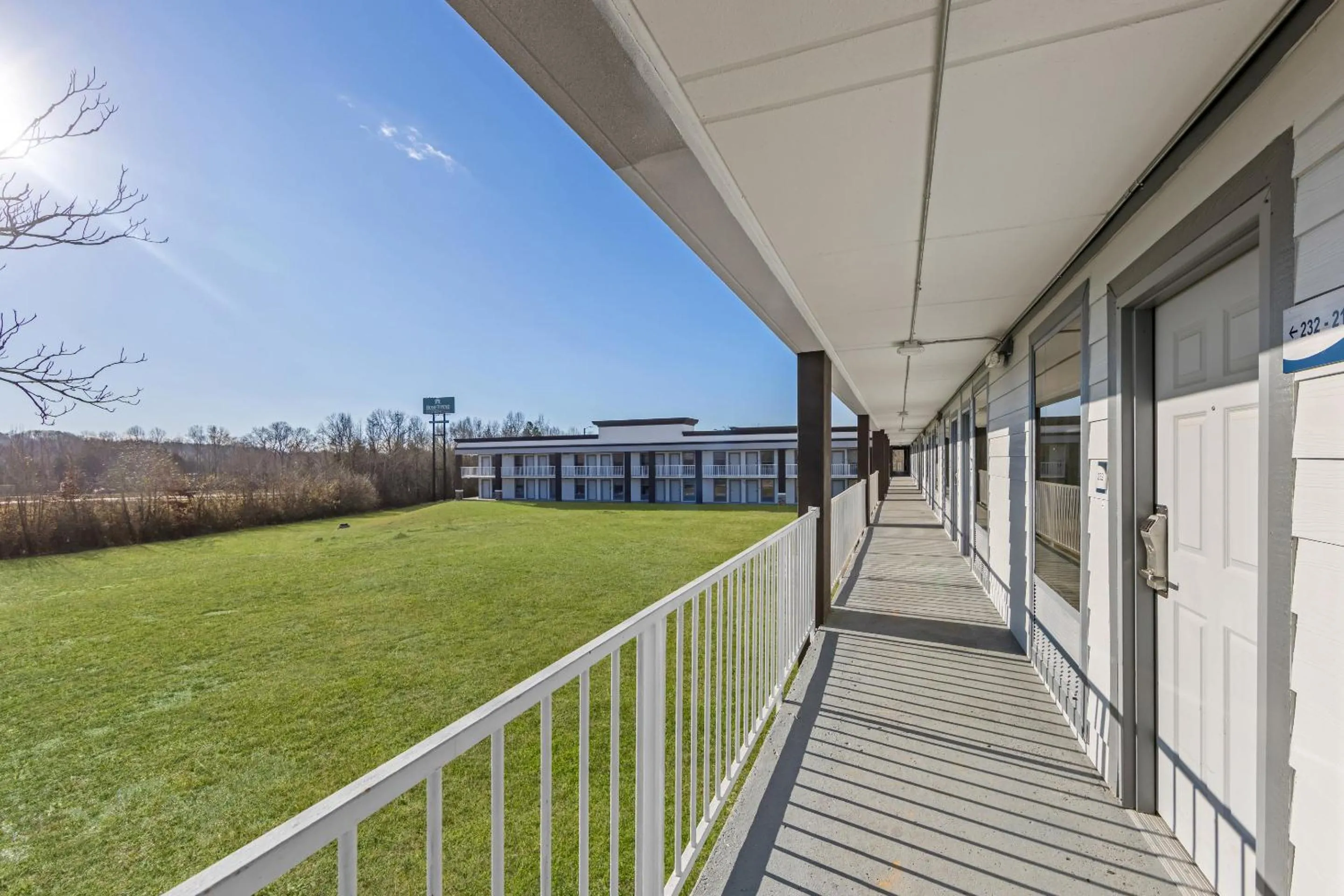 Inner courtyard view in HomeTowne Studios by Red Roof Athens, TN