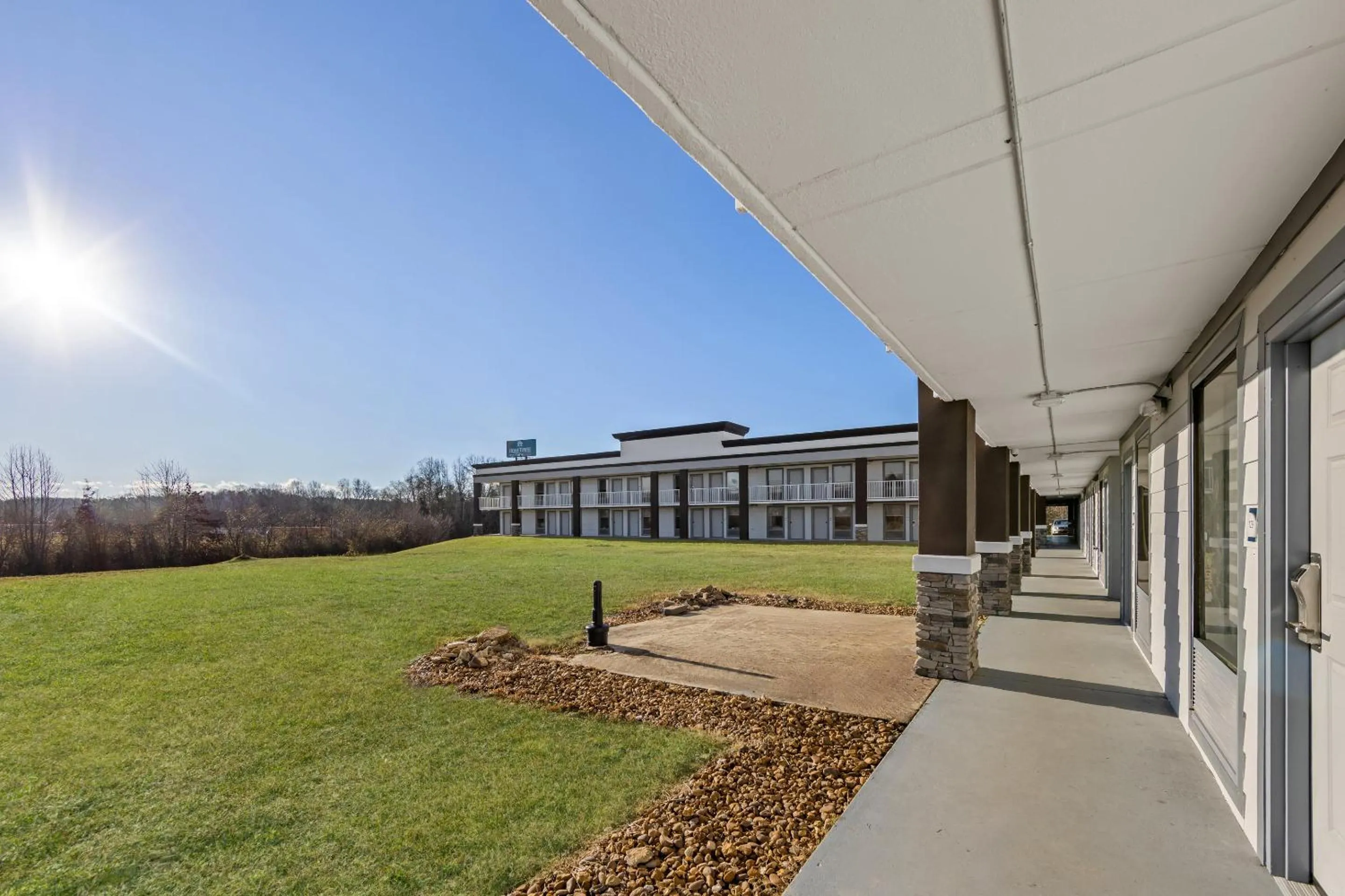 Inner courtyard view in HomeTowne Studios by Red Roof Athens, TN