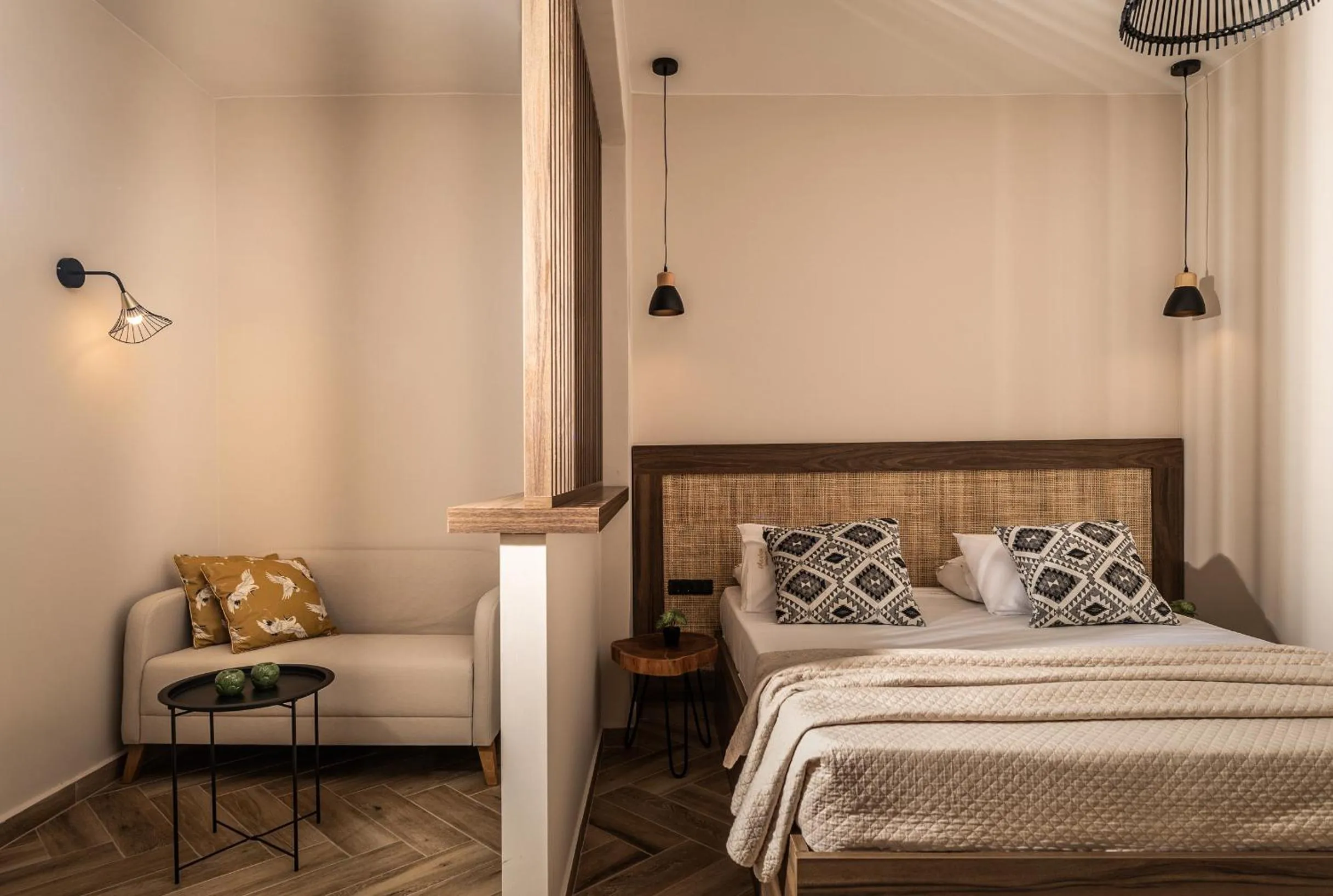 Bed in Aeolos Boutique Hotel & Suites