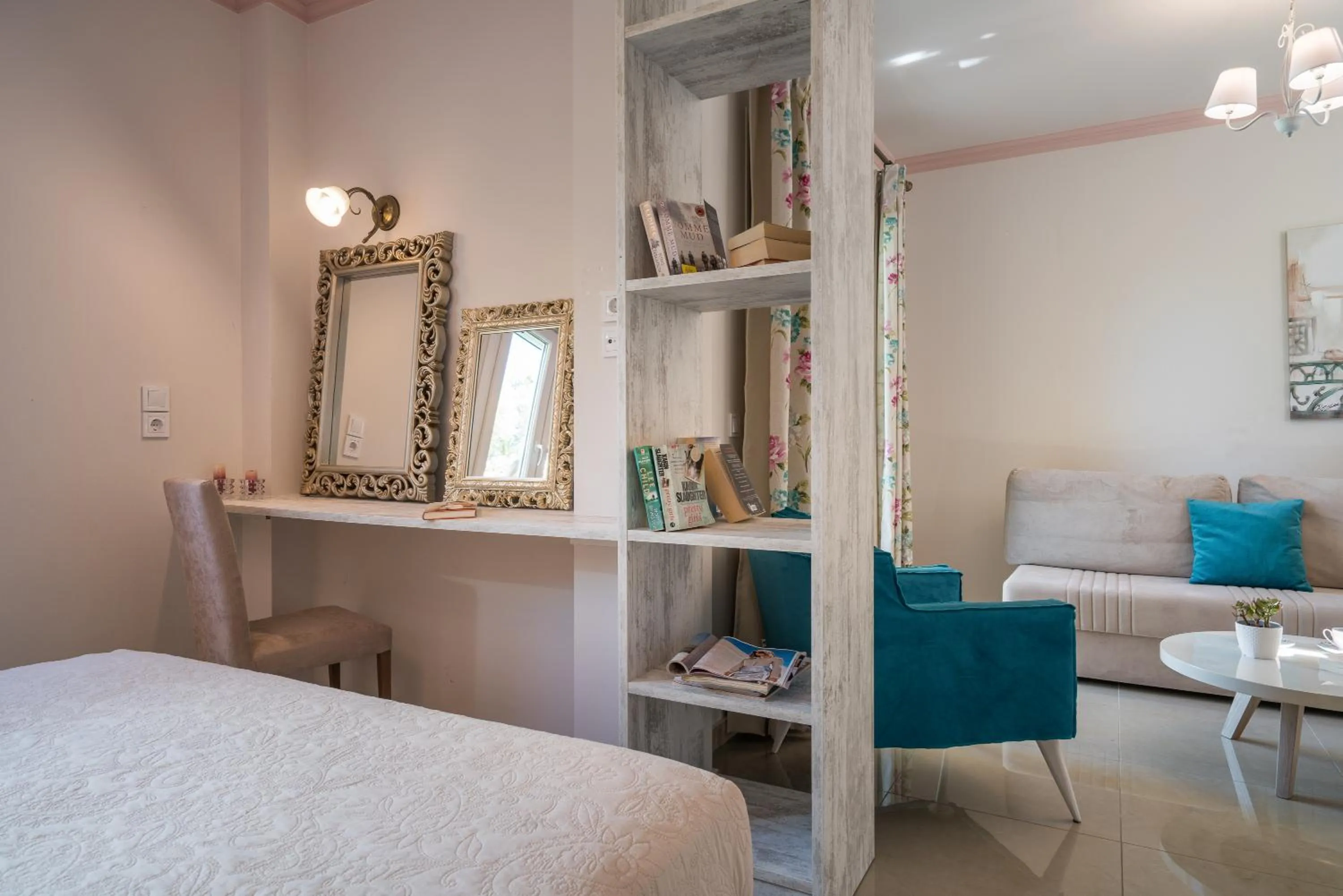 Seating area, Bed in Aeolos Boutique Hotel & Suites