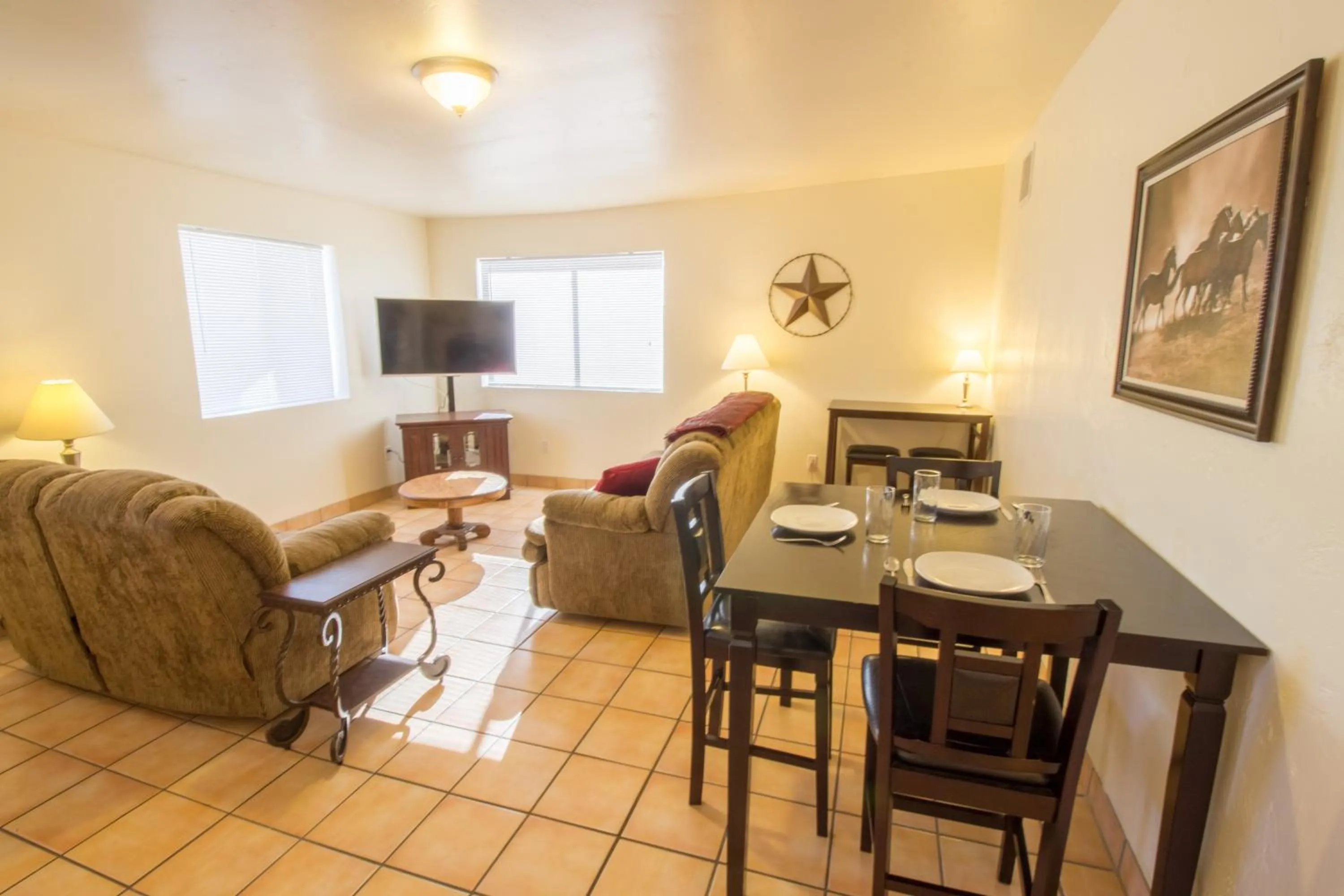 Living room in Stagecoach Suites