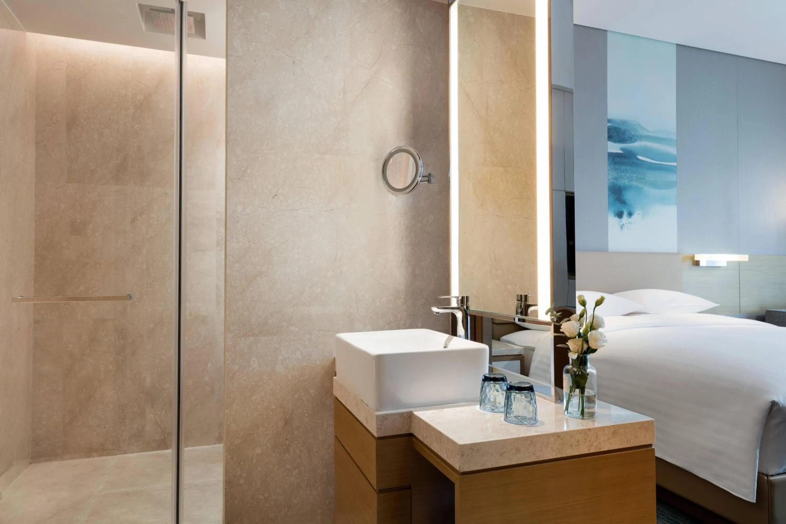 Bathroom, Bed in Courtyard by Marriott Shunde Longjiang, Near Furniture Fair