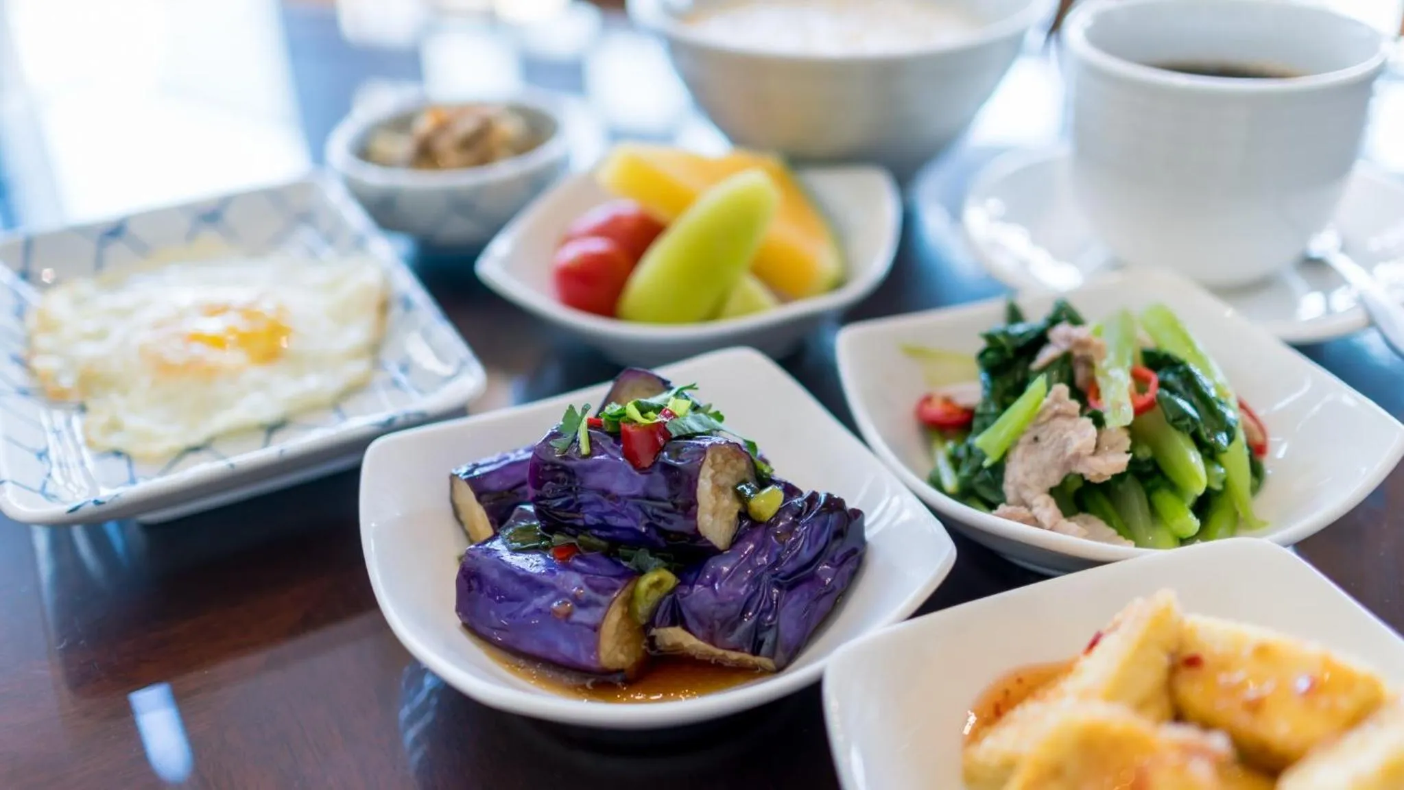 Asian breakfast in G.SHOCK Motel