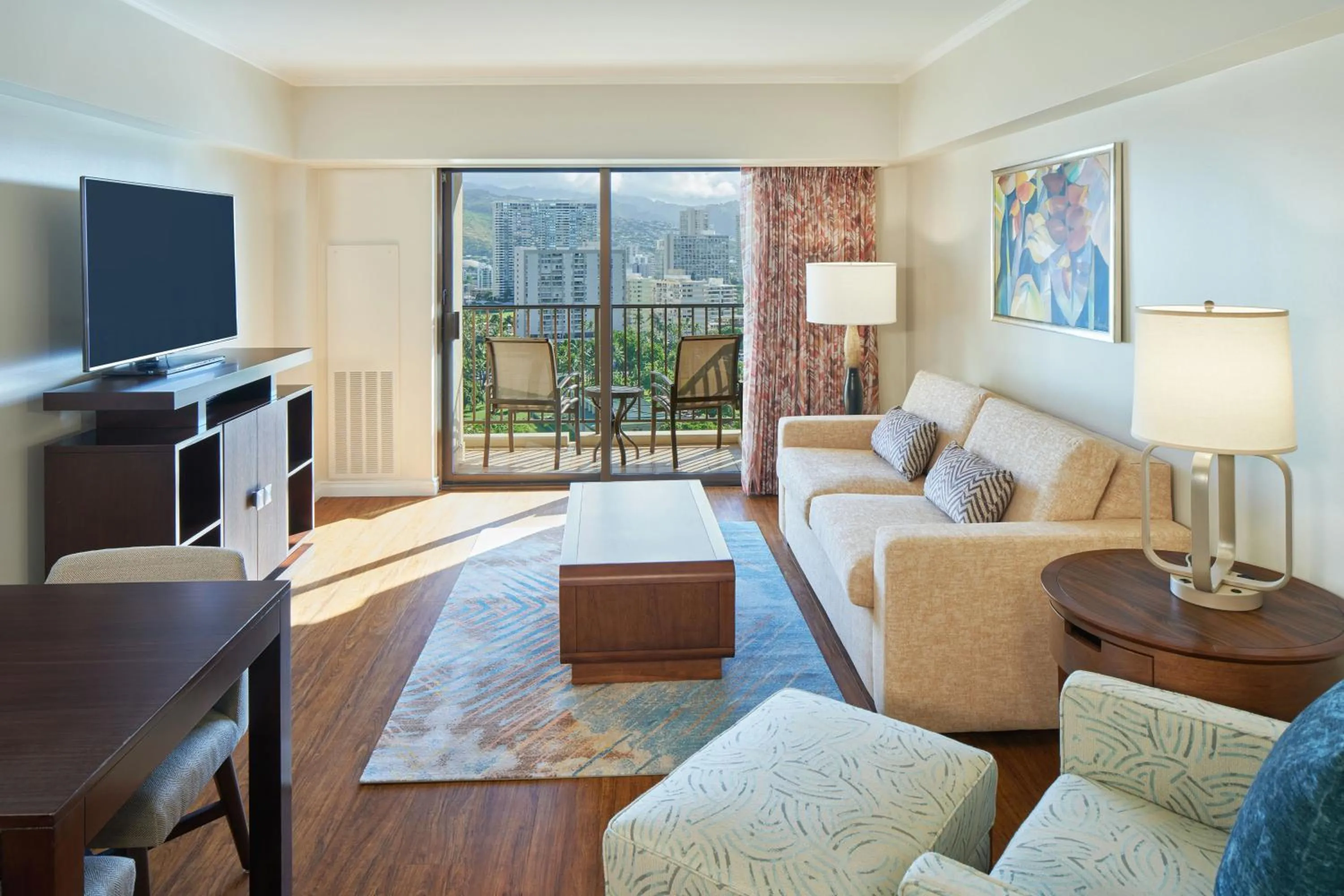 Living room in Hilton Grand Vacations Club at Hilton Hawaiian Village