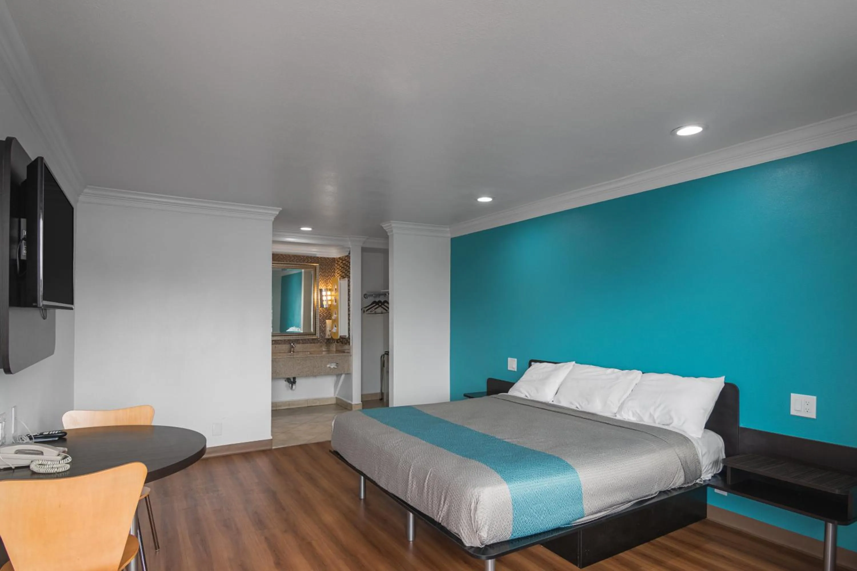 Decorative detail, Bed in Motel 6-Norwalk, CA