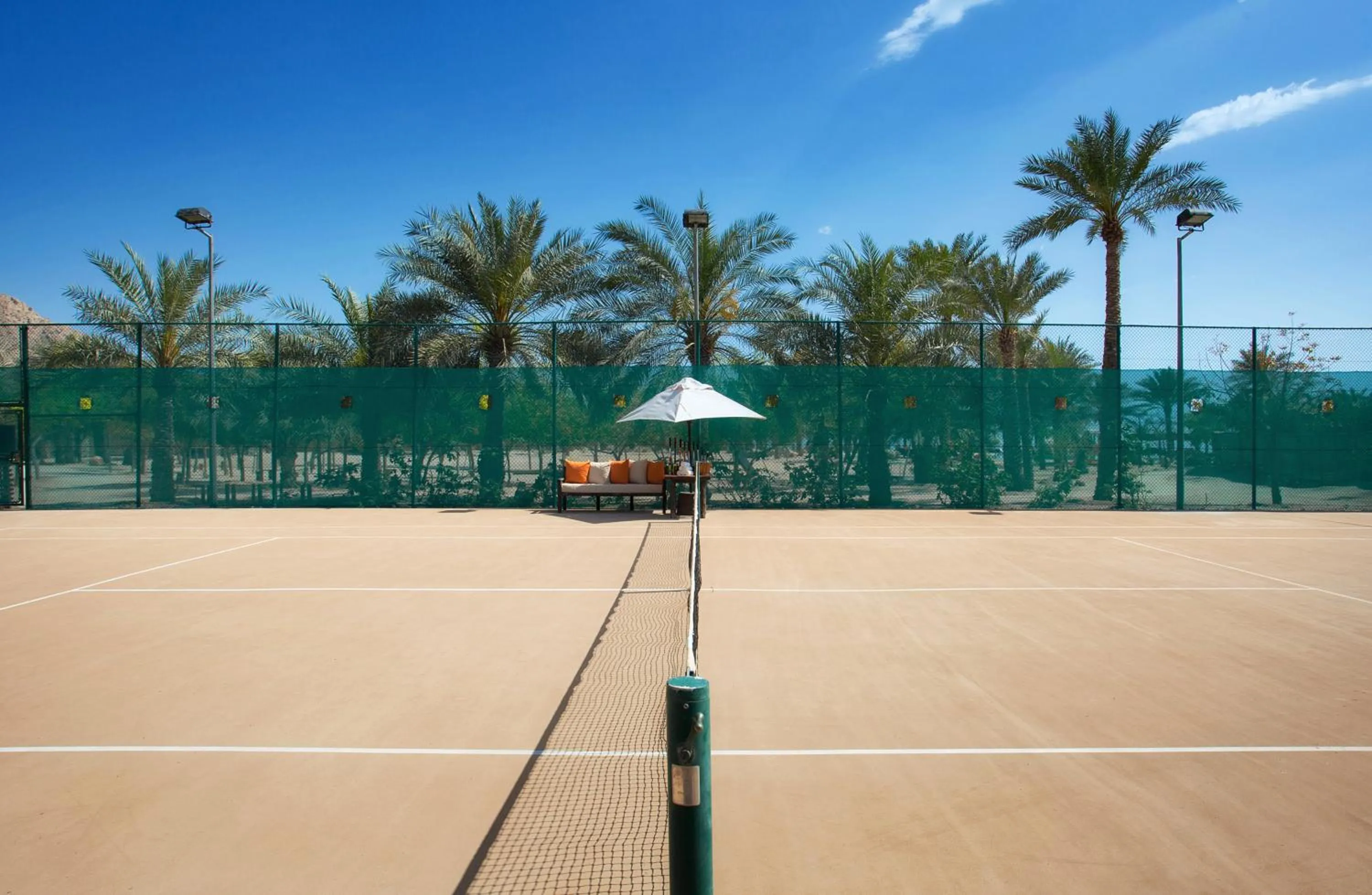 Tennis court in Six Senses Zighy Bay