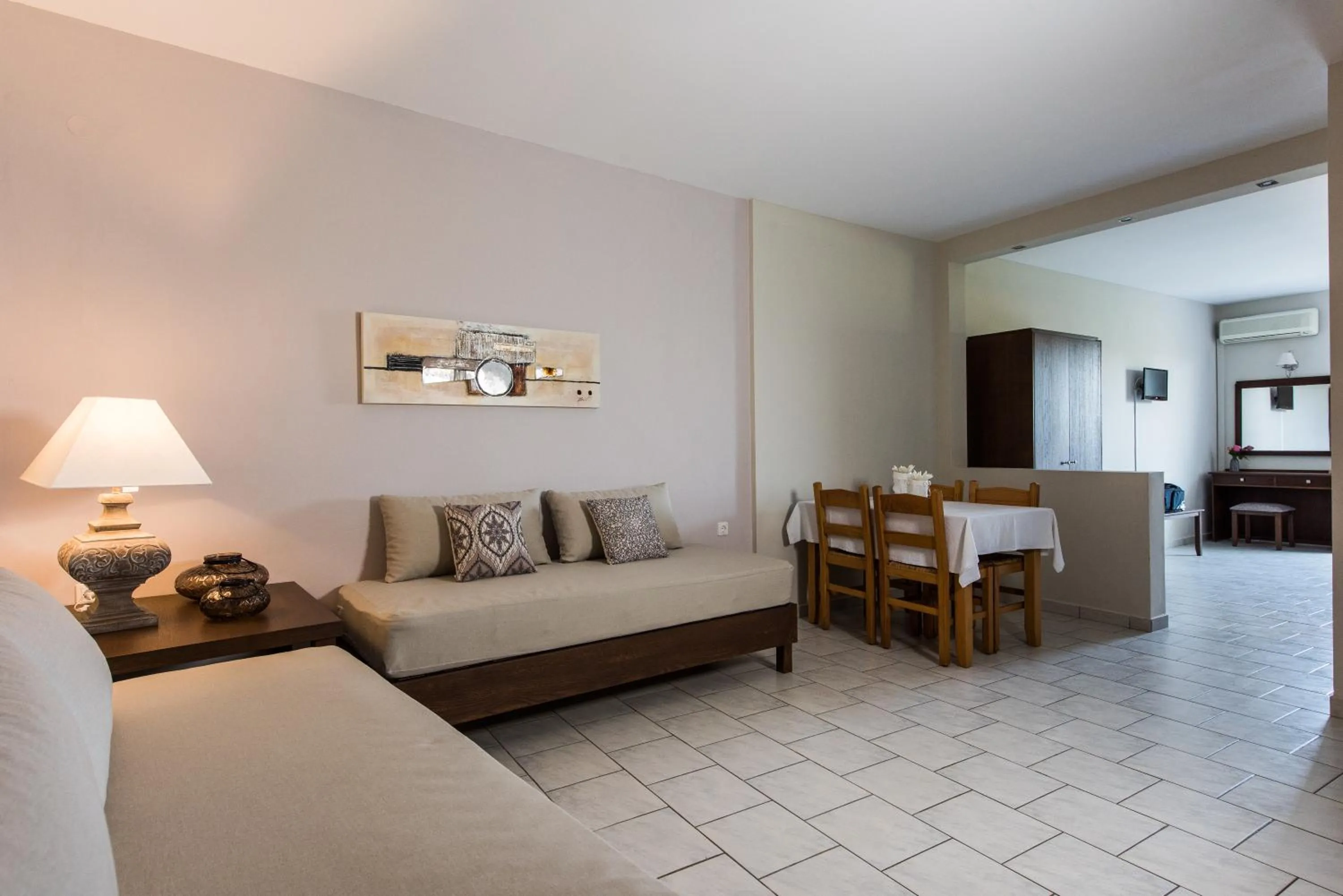 Living room, Bed in Mirtilos Studios & Apartments