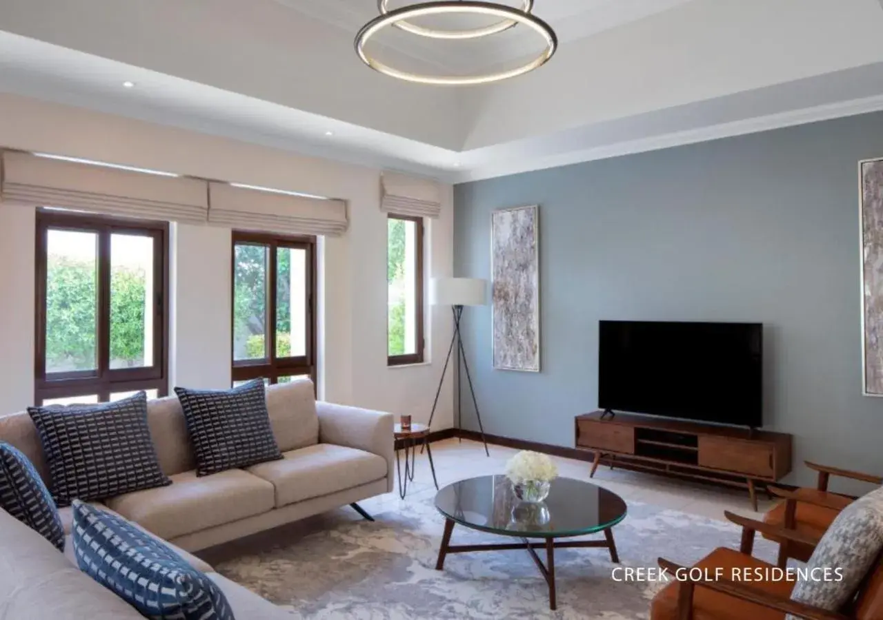 Living room in Elara & Golf Villas - curated by Park Hyatt Dubai Living room in Elara & Golf Villas - curated by Park Hyatt Dubai