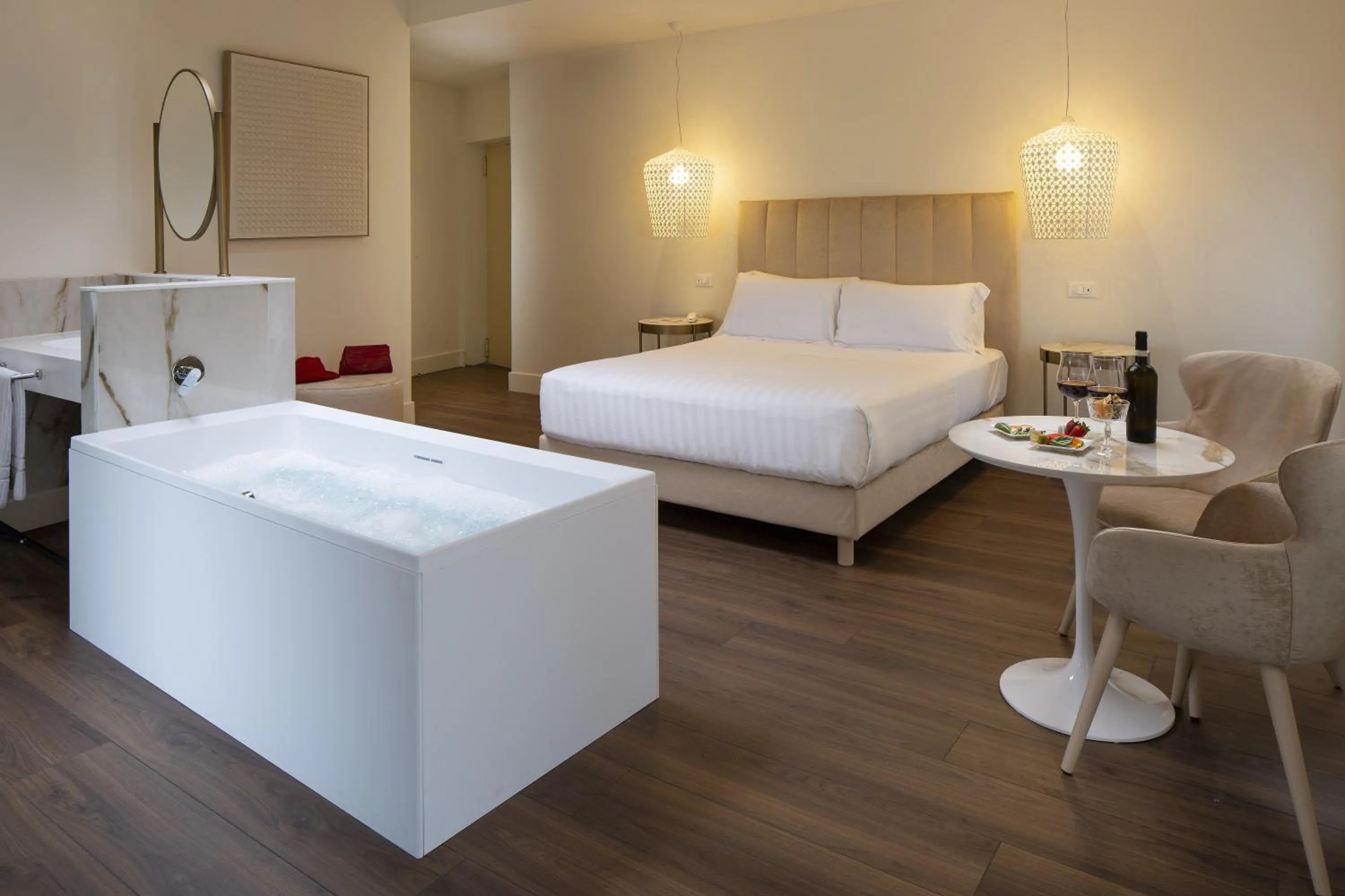 Bed in Giotto Hotel & Spa