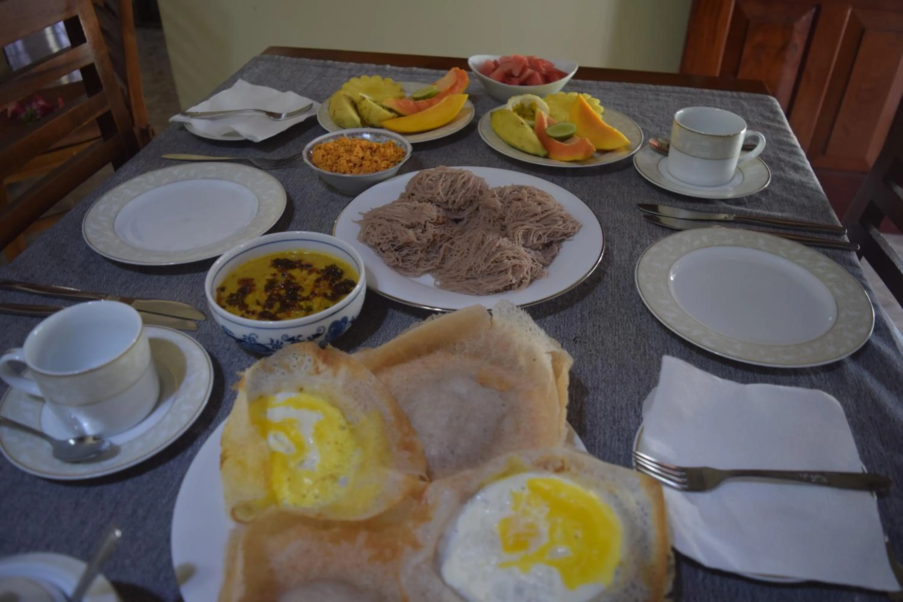 Asian breakfast in Tandem Guesthouse