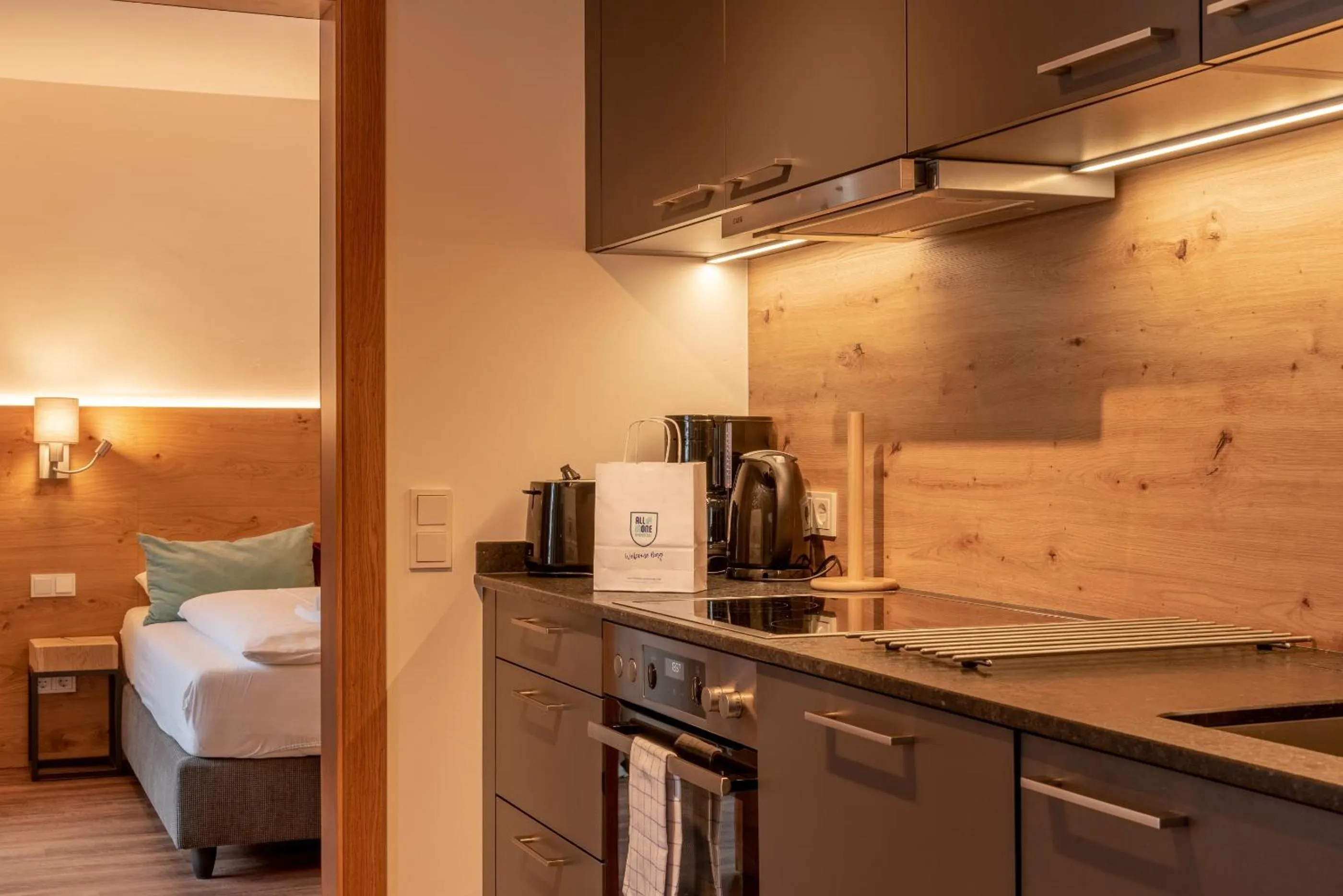 Kitchen or kitchenette, Bed in Finest Villa Zell am See by All in One Apartments incl SUMMER CARD