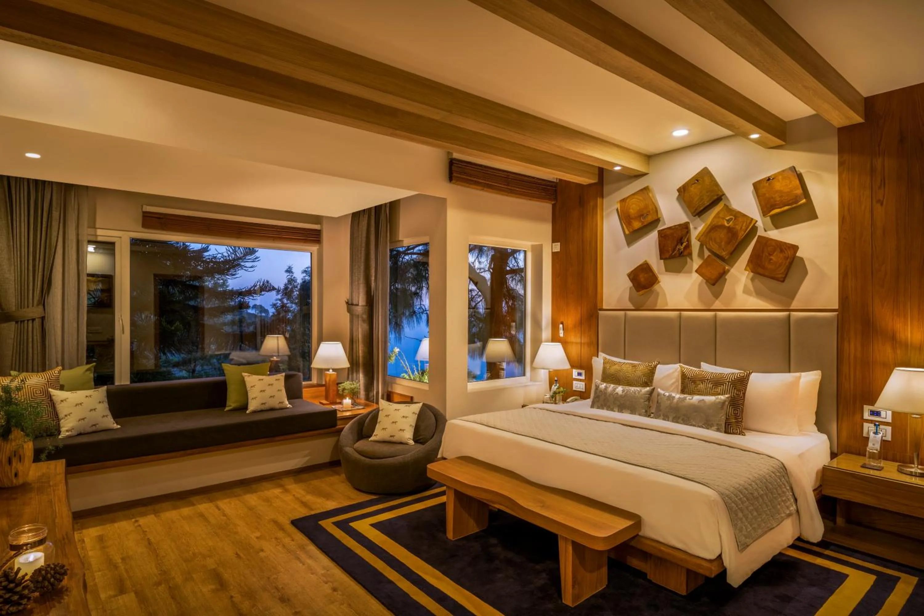 Bed in Moksha Himalaya Spa Resort