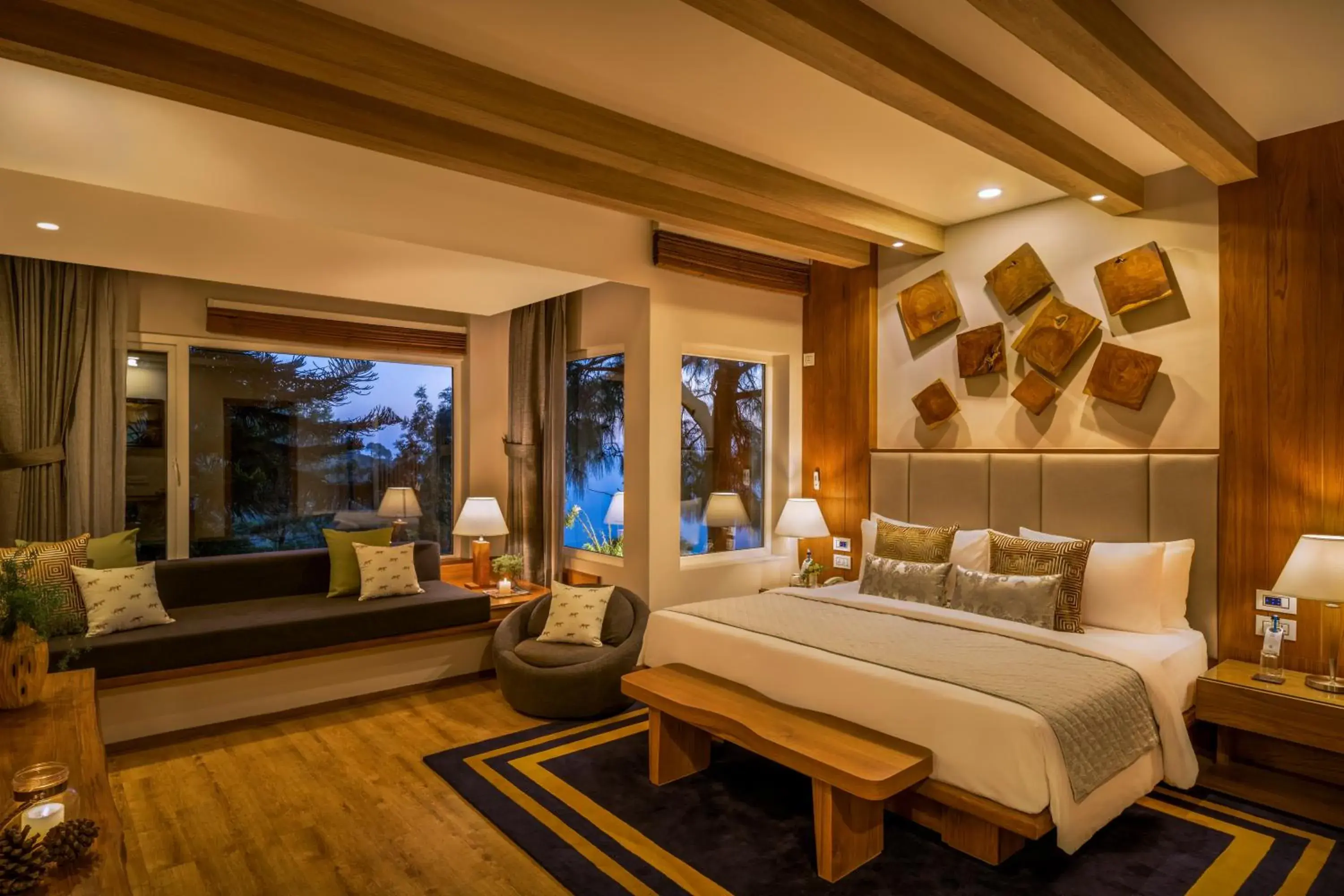 Bed in Moksha Himalaya Spa Resort Bed in Moksha Himalaya Spa Resort