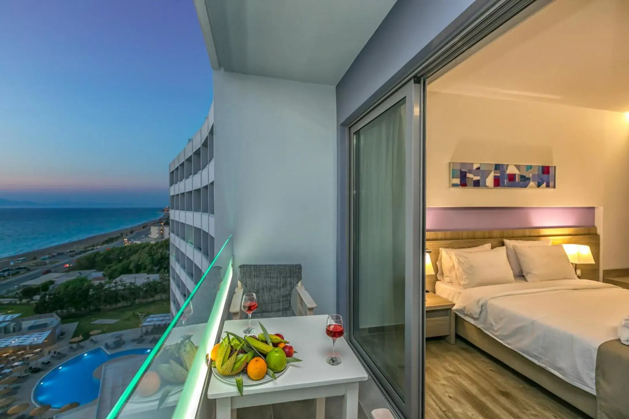 Balcony/Terrace, Bed in Akti Imperial Deluxe Resort & Spa Dolce by Wyndham Balcony/Terrace, Bed in Akti Imperial Deluxe Resort & Spa Dolce by Wyndham