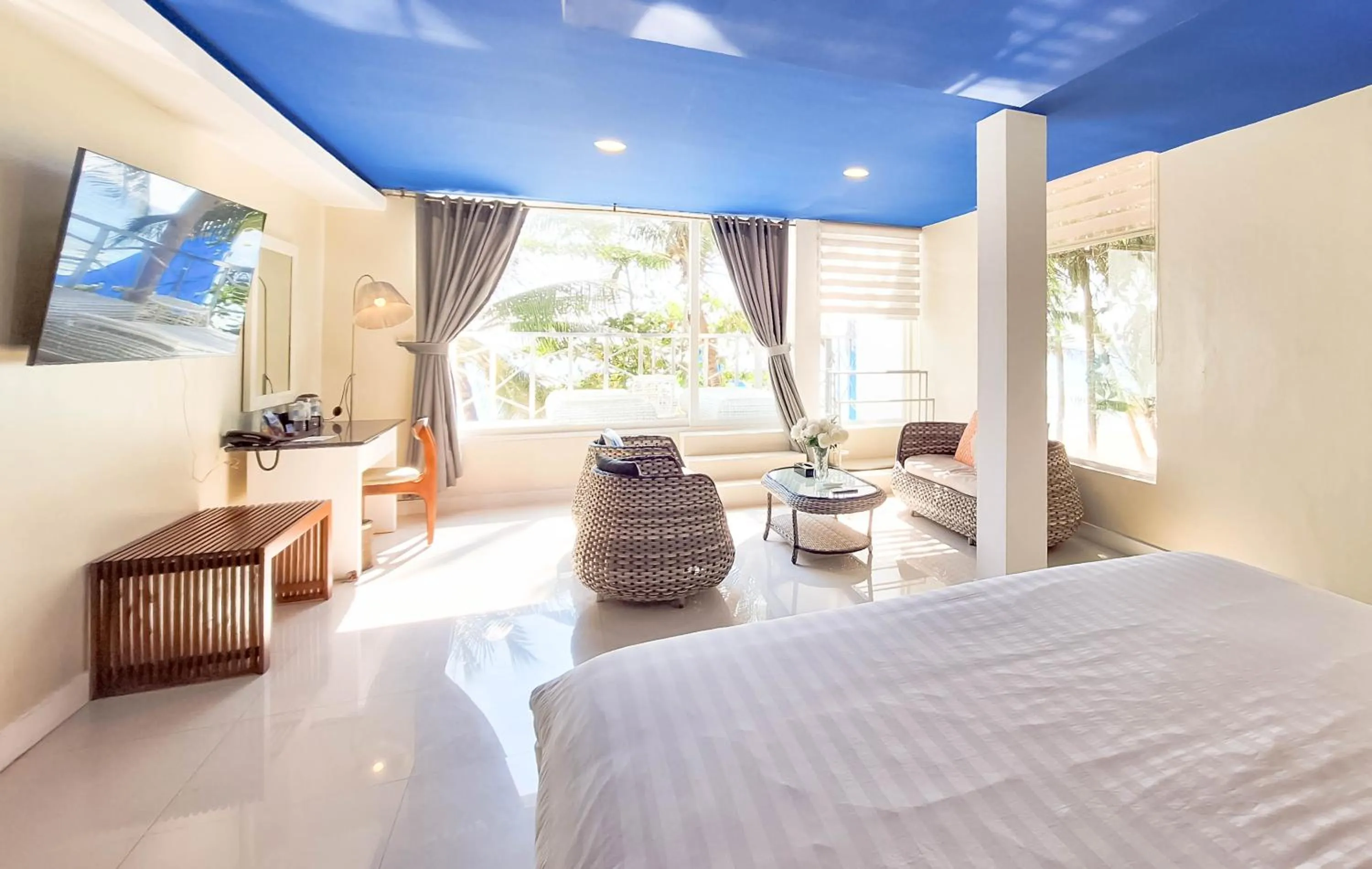 Bed in Boracay Ocean Club Beach Resort