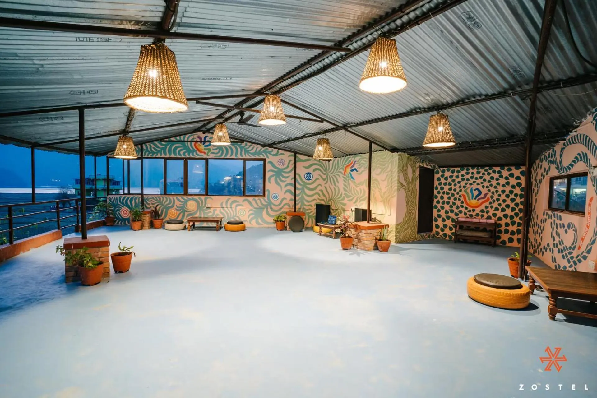 Seating area in Zostel Pokhara