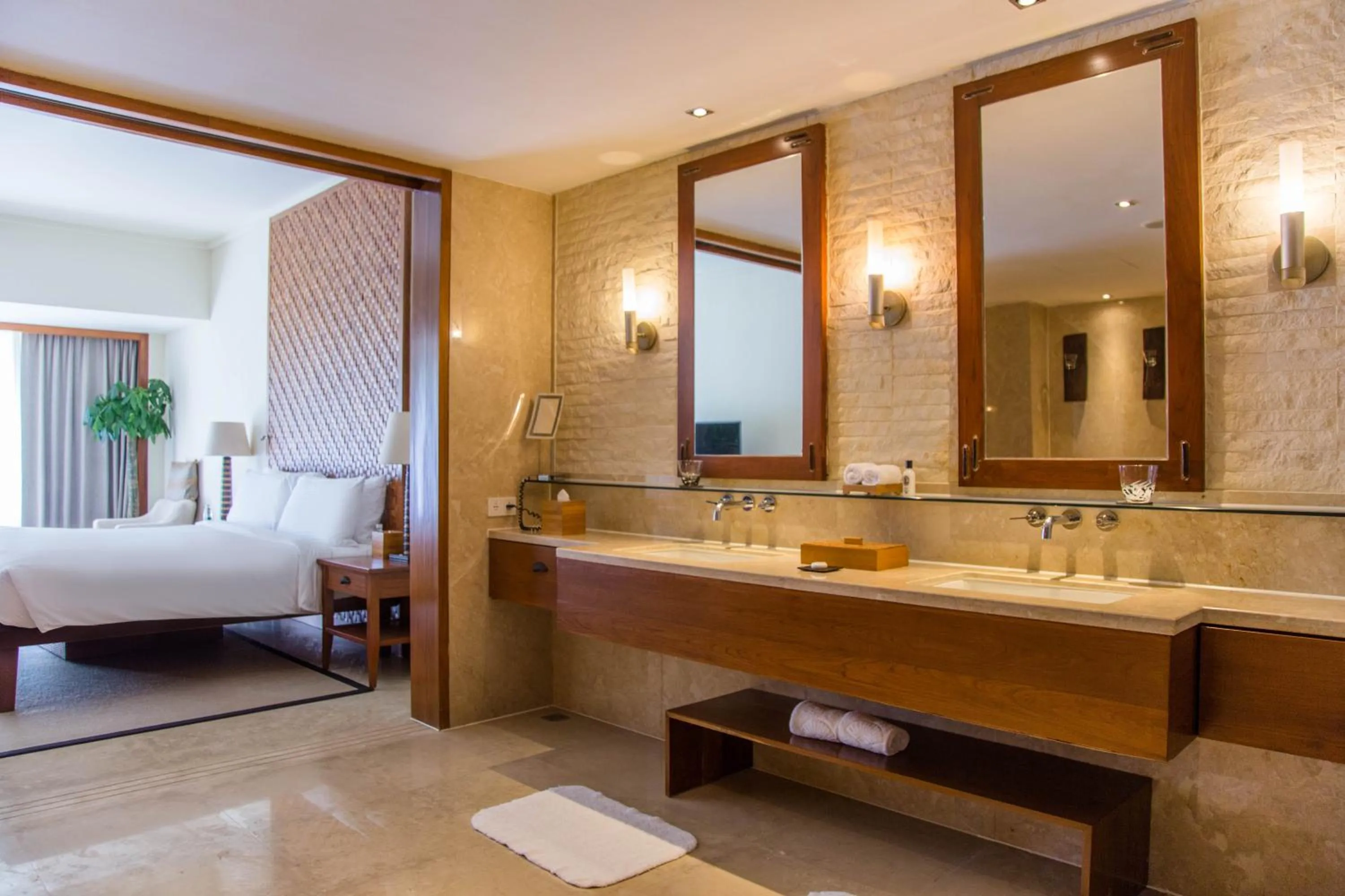 Bathroom, Bed in Mandarin Oriental, Sanya