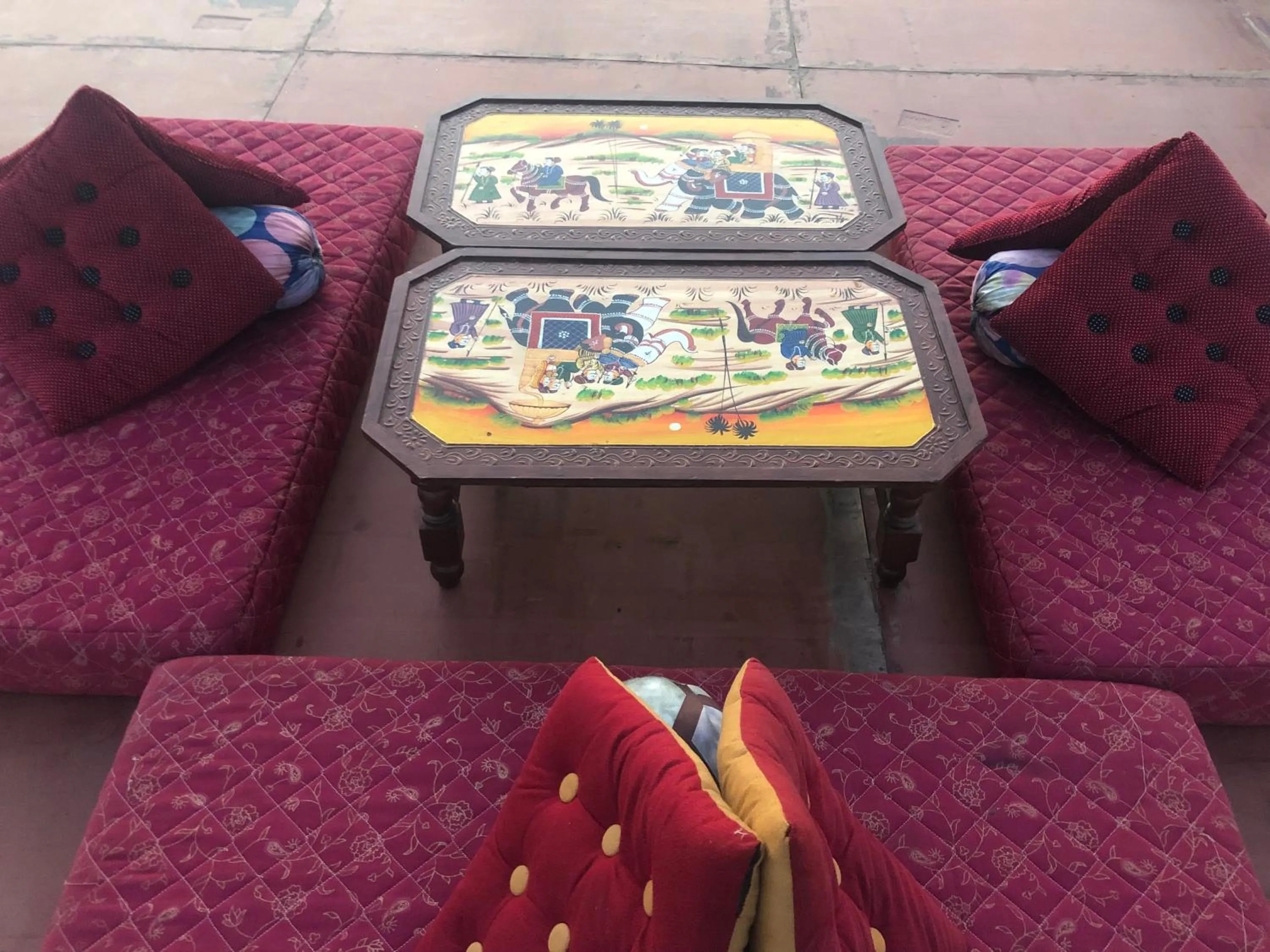 Seating area in Maa Ji House on Lake Pichola