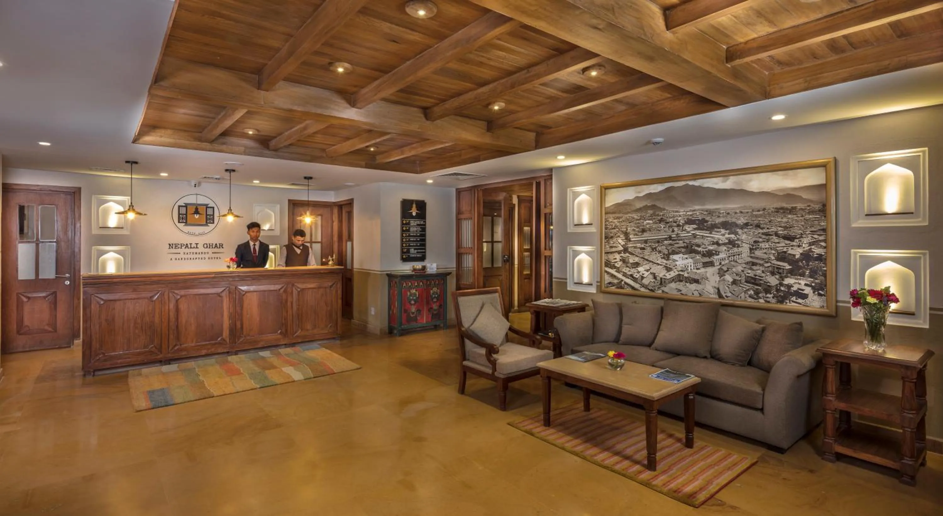Lobby or reception in Nepali Ghar Hotel