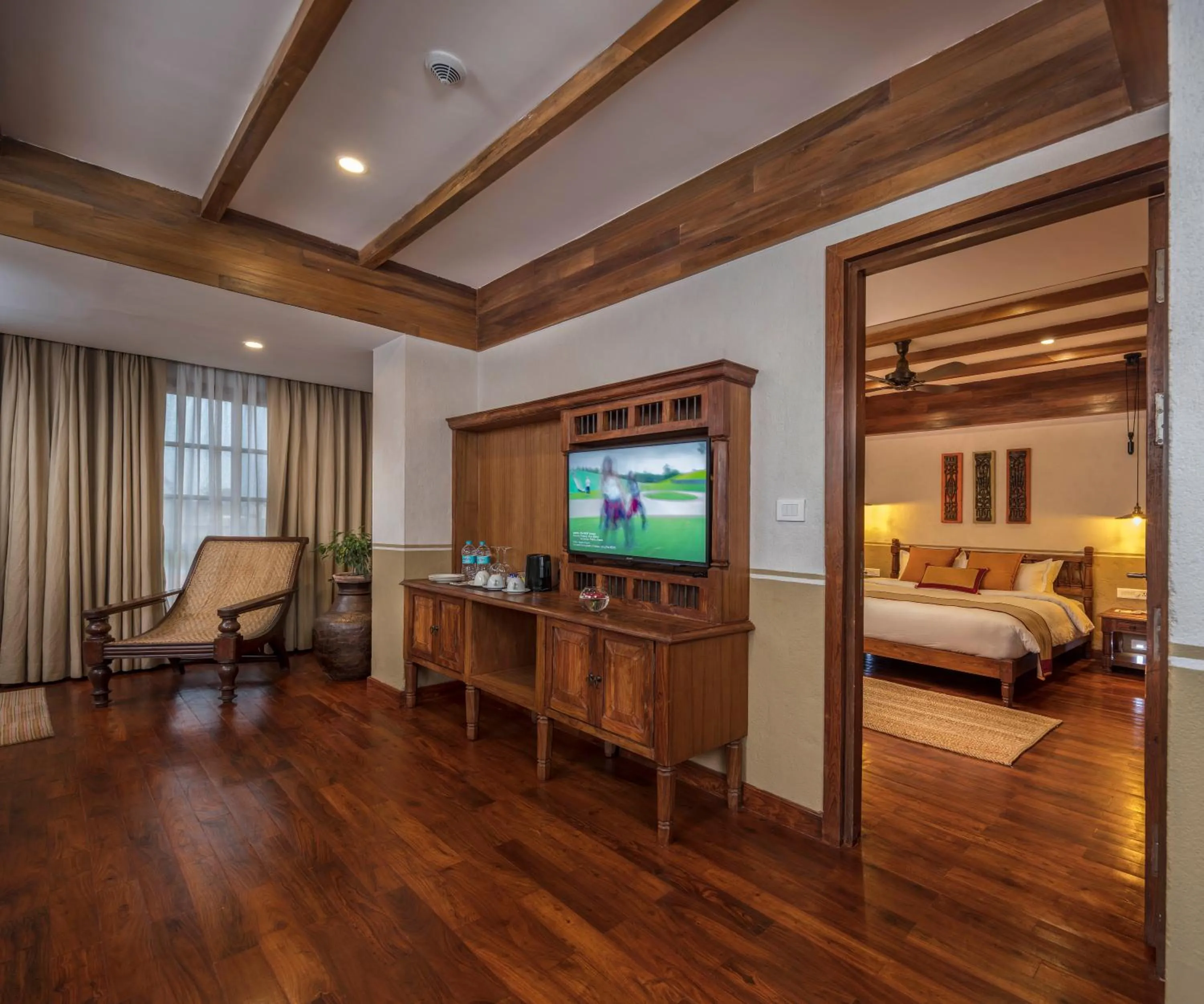 Living room, Bed in Nepali Ghar Hotel