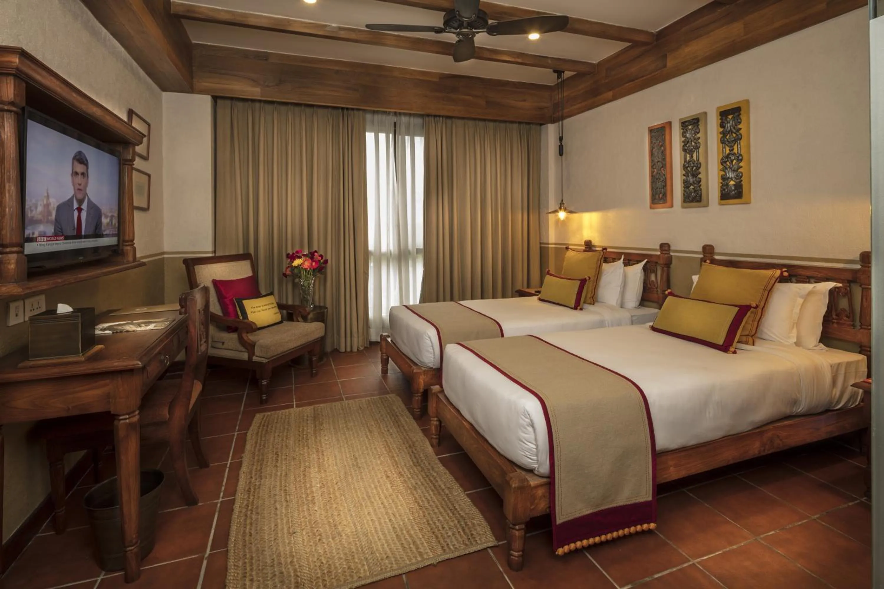 Photo of the whole room, Bed in Nepali Ghar Hotel