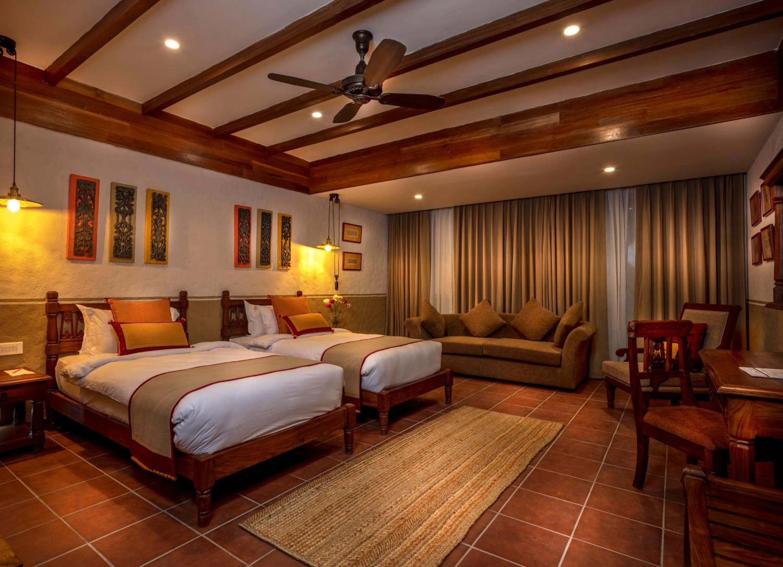 Photo of the whole room, Bed in Nepali Ghar Hotel