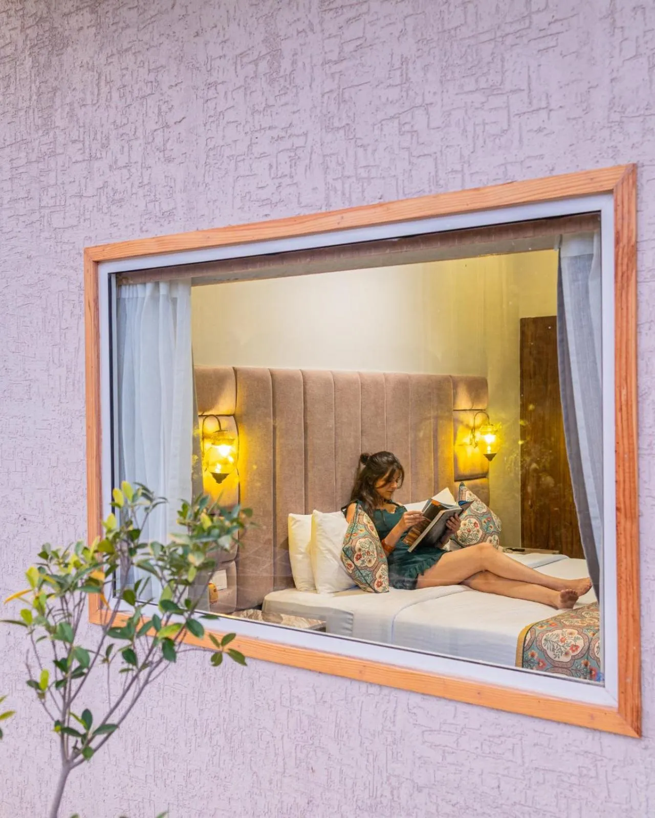 View (from property/room), Bed in Bamboo Saa Resort & Spa - Udaipur