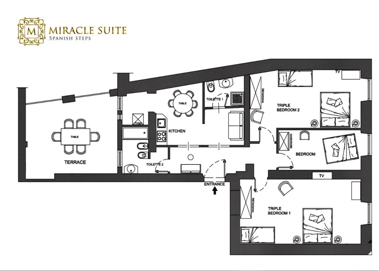 Floor plan in Spanish Steps Miracle Suite