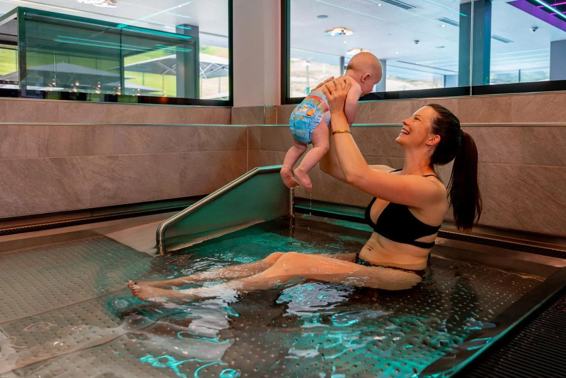 Pool view in Hotel Riederalm