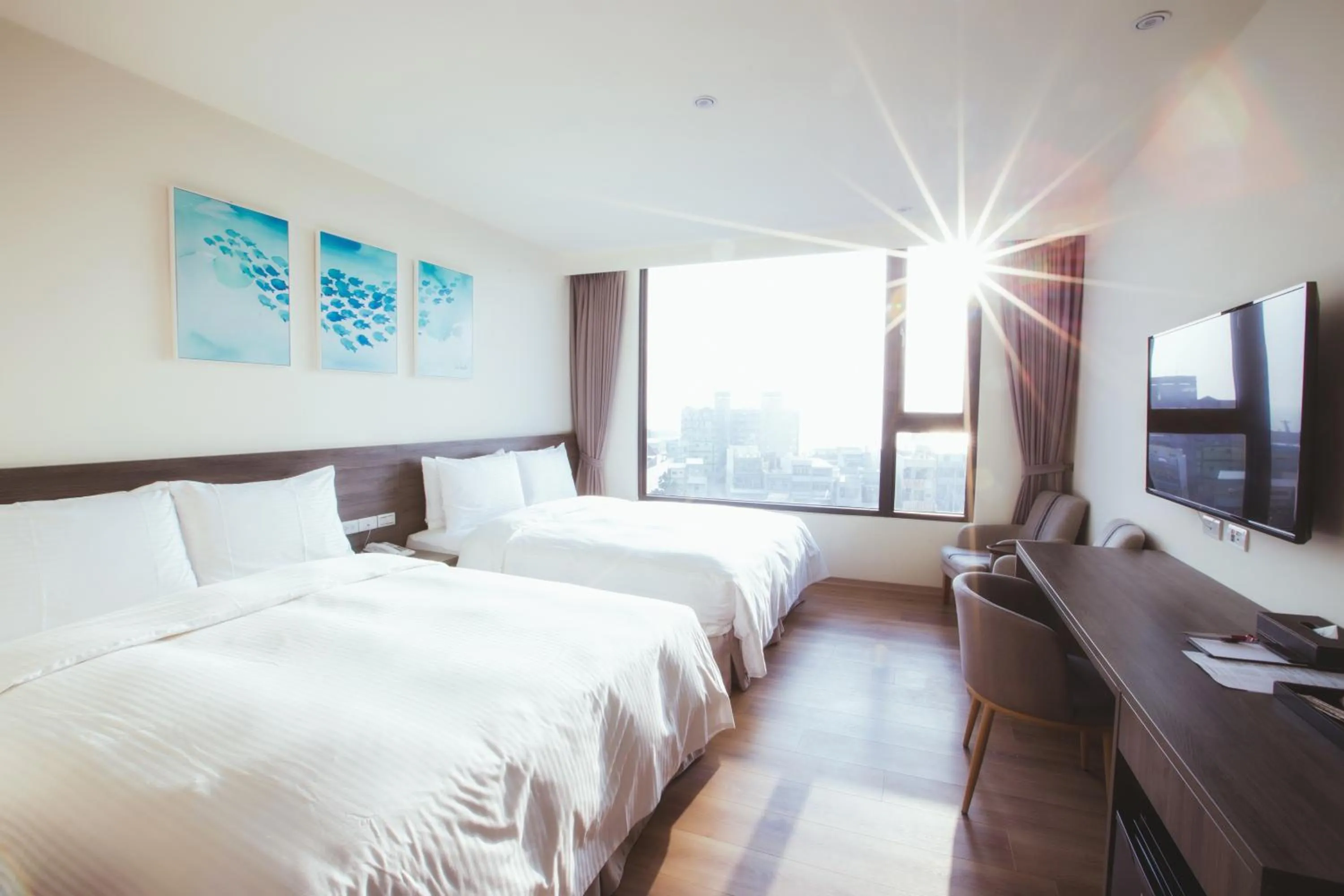 Street view, Bed in FangLiao Hotel