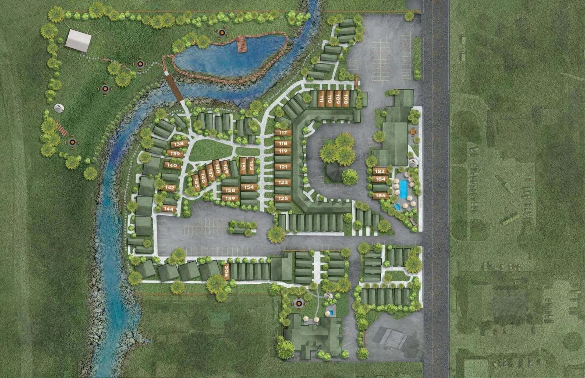 Bird's eye view in Rustic Inn Creekside