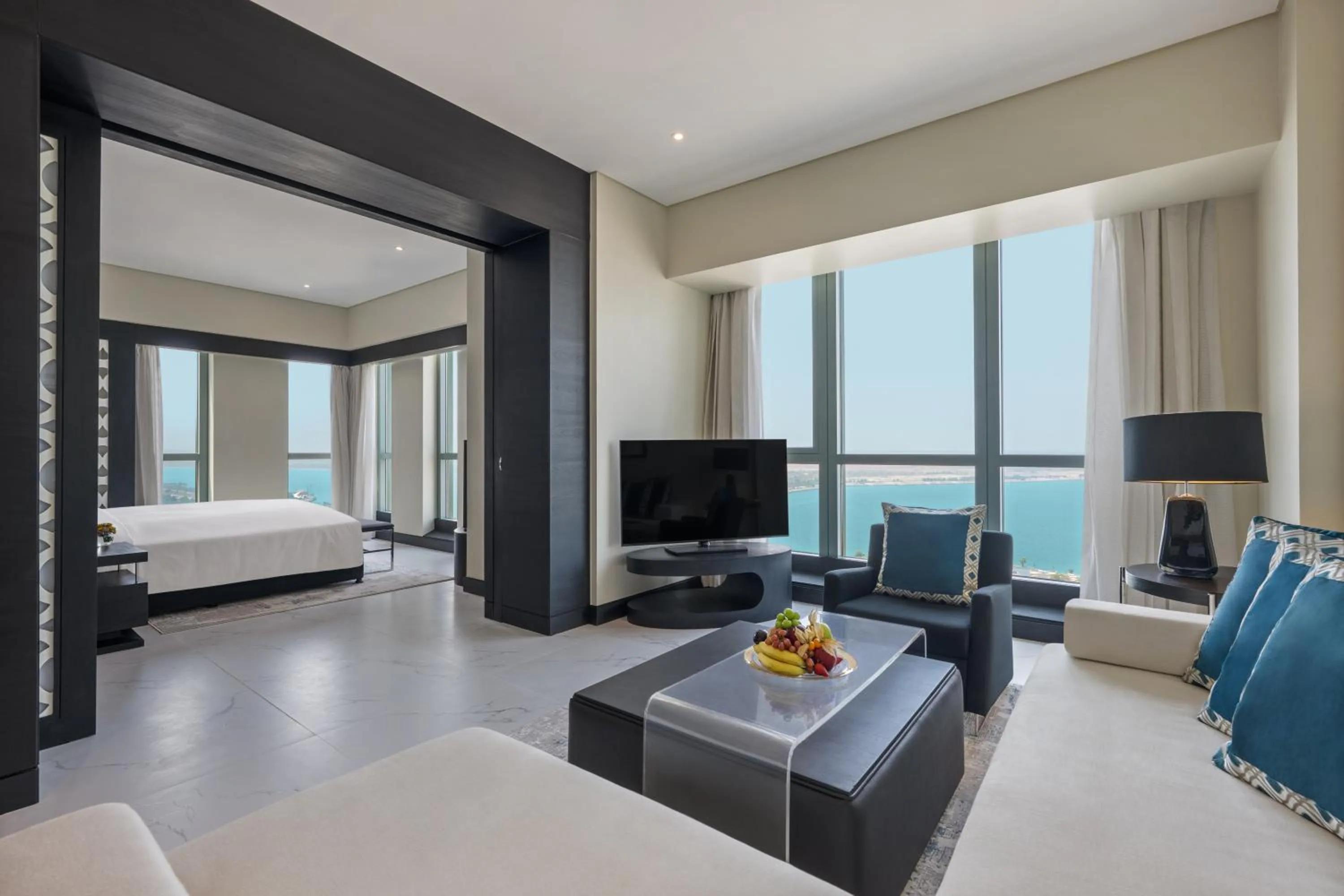 Living room, Bed in Sofitel Abu Dhabi Corniche