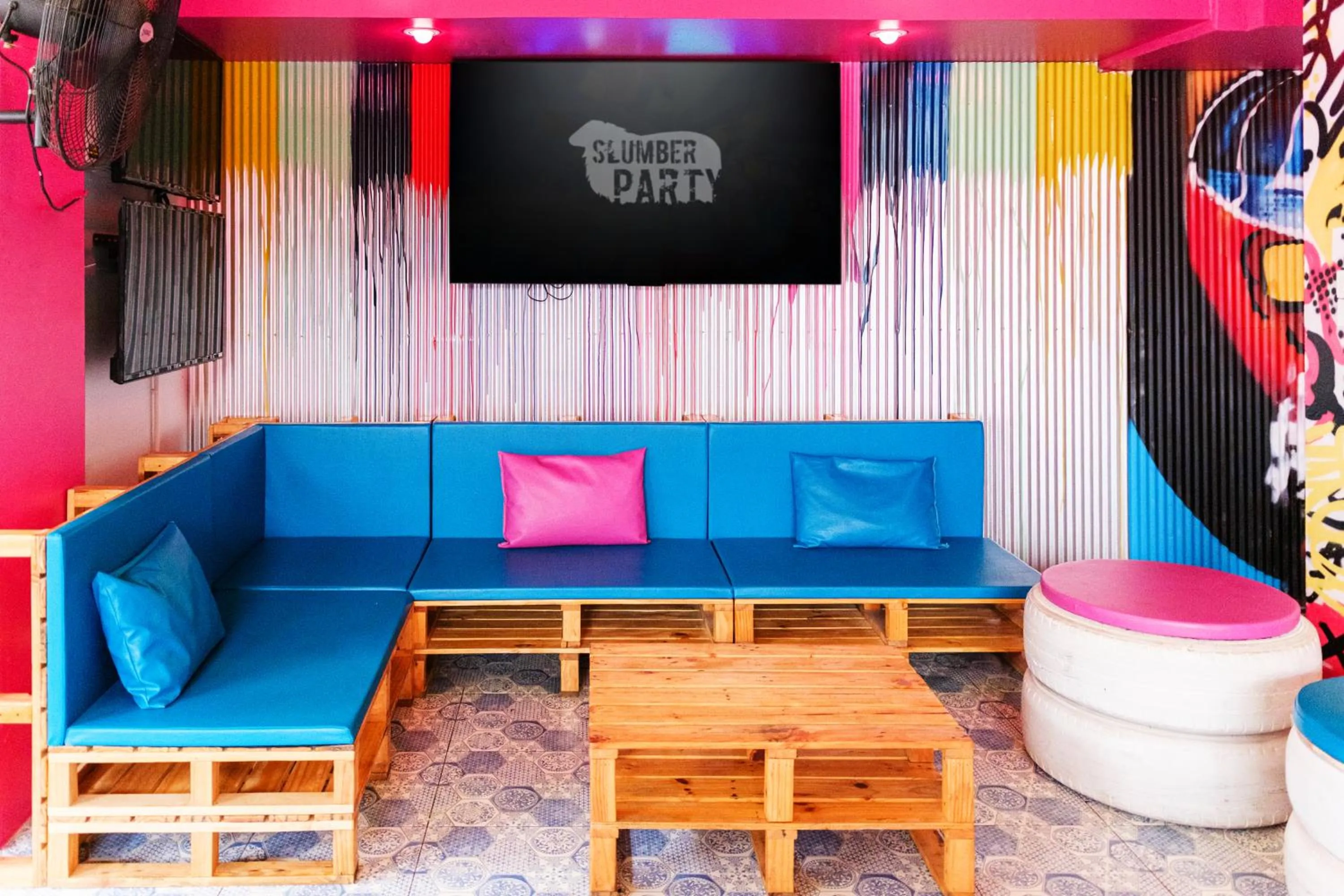 Seating area in Slumber Party Chiang Mai