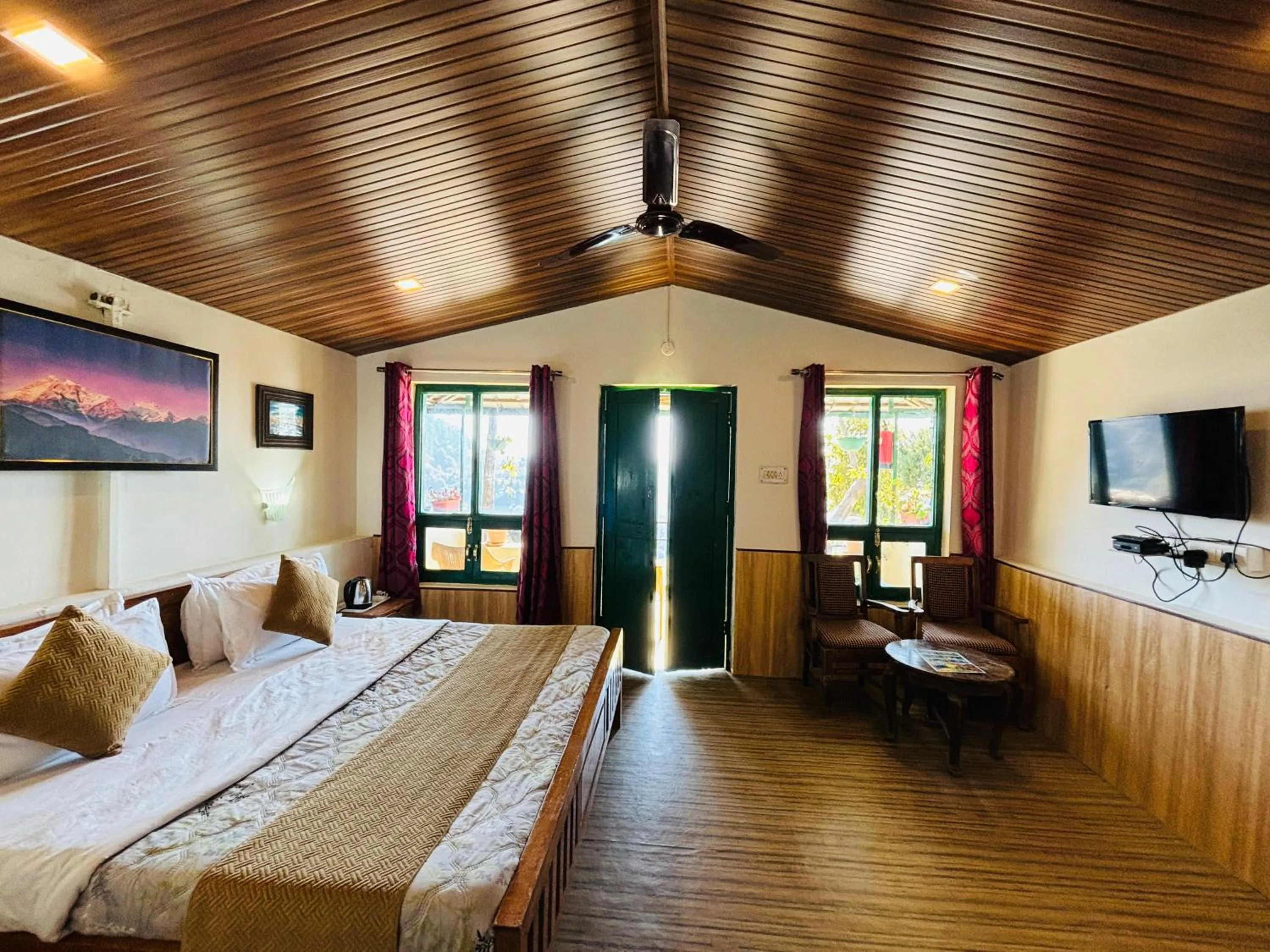 Bedroom, Bed in Room on the Roof, Viraatkhai-Chakrata, By Himalayan Eco Lodges