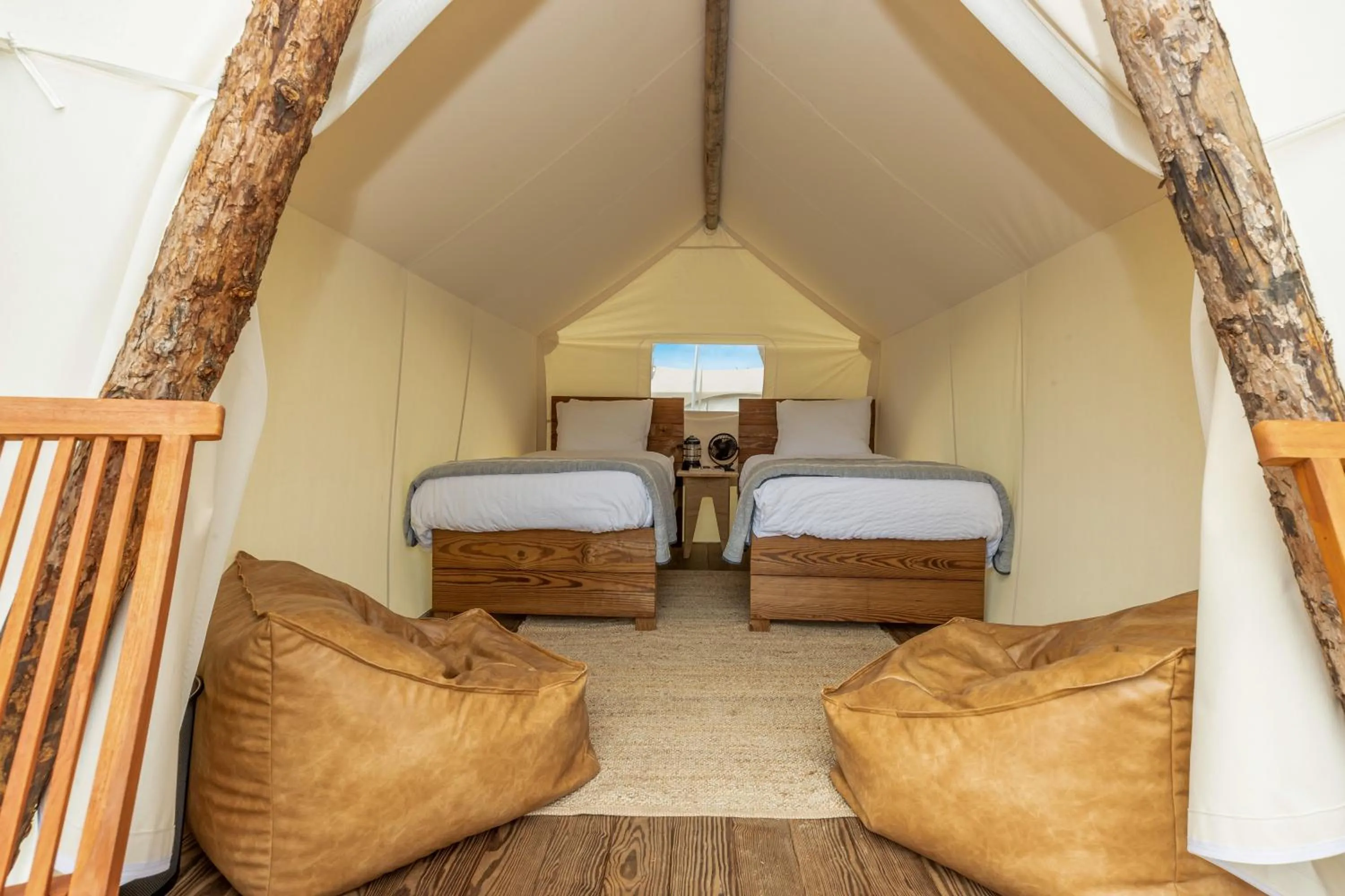 Bed in Under Canvas Great Smoky Mountains