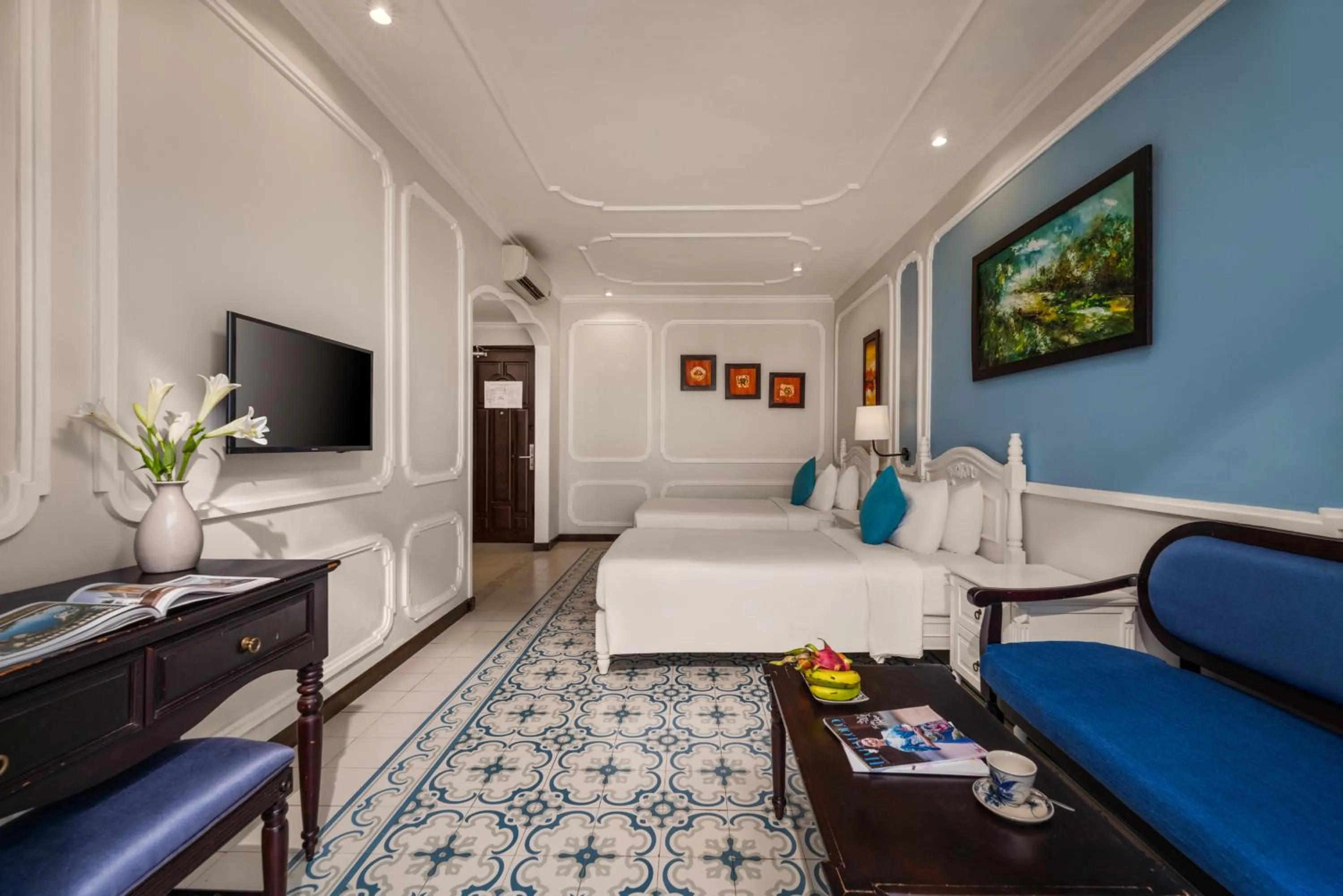 Communal lounge/ TV room, Bed in Hoi An Rosemary Boutique Hotel & Spa - A Peaceful Retreat