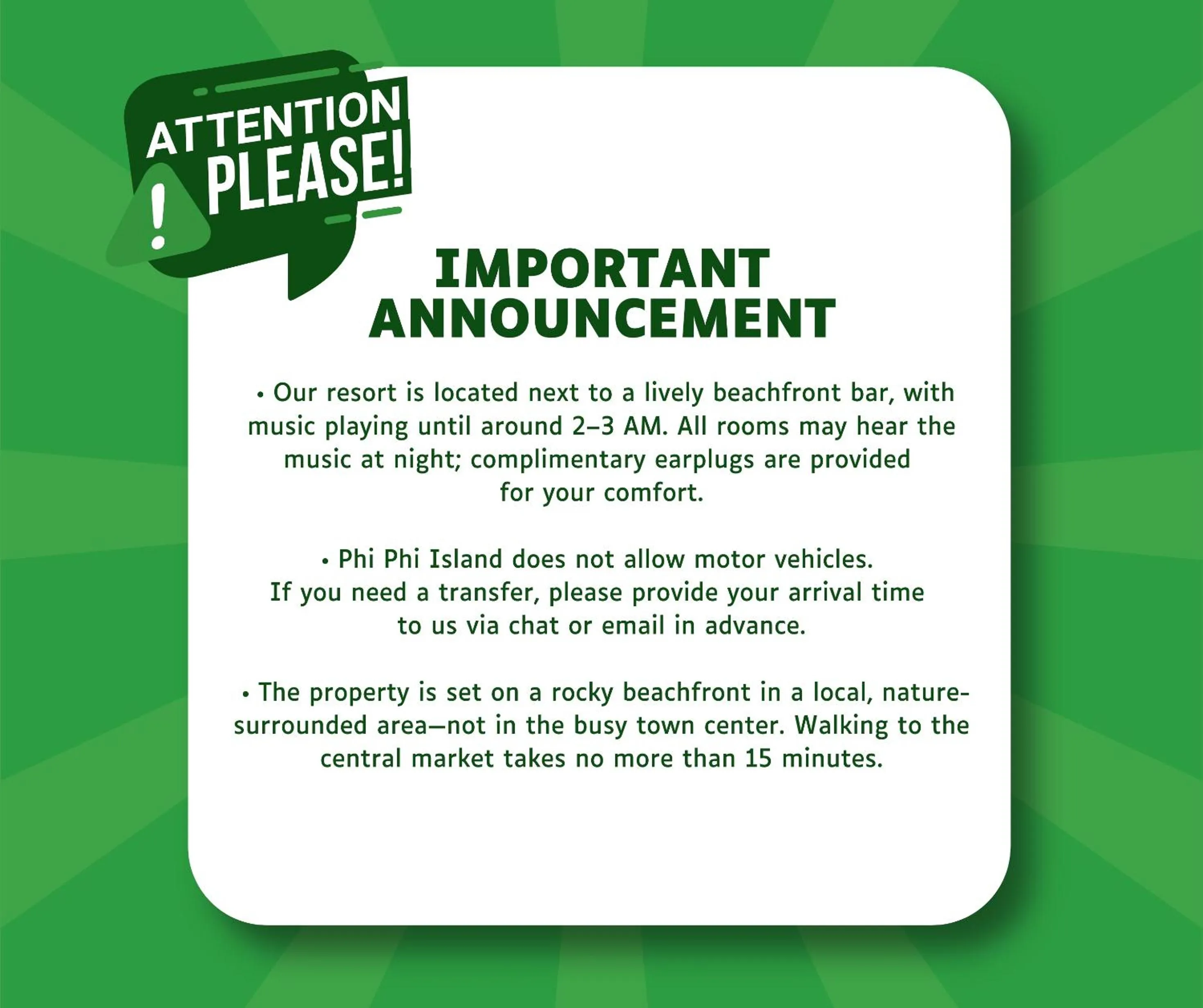 Area and facilities in Phi Phi Cozy Seafront Resort