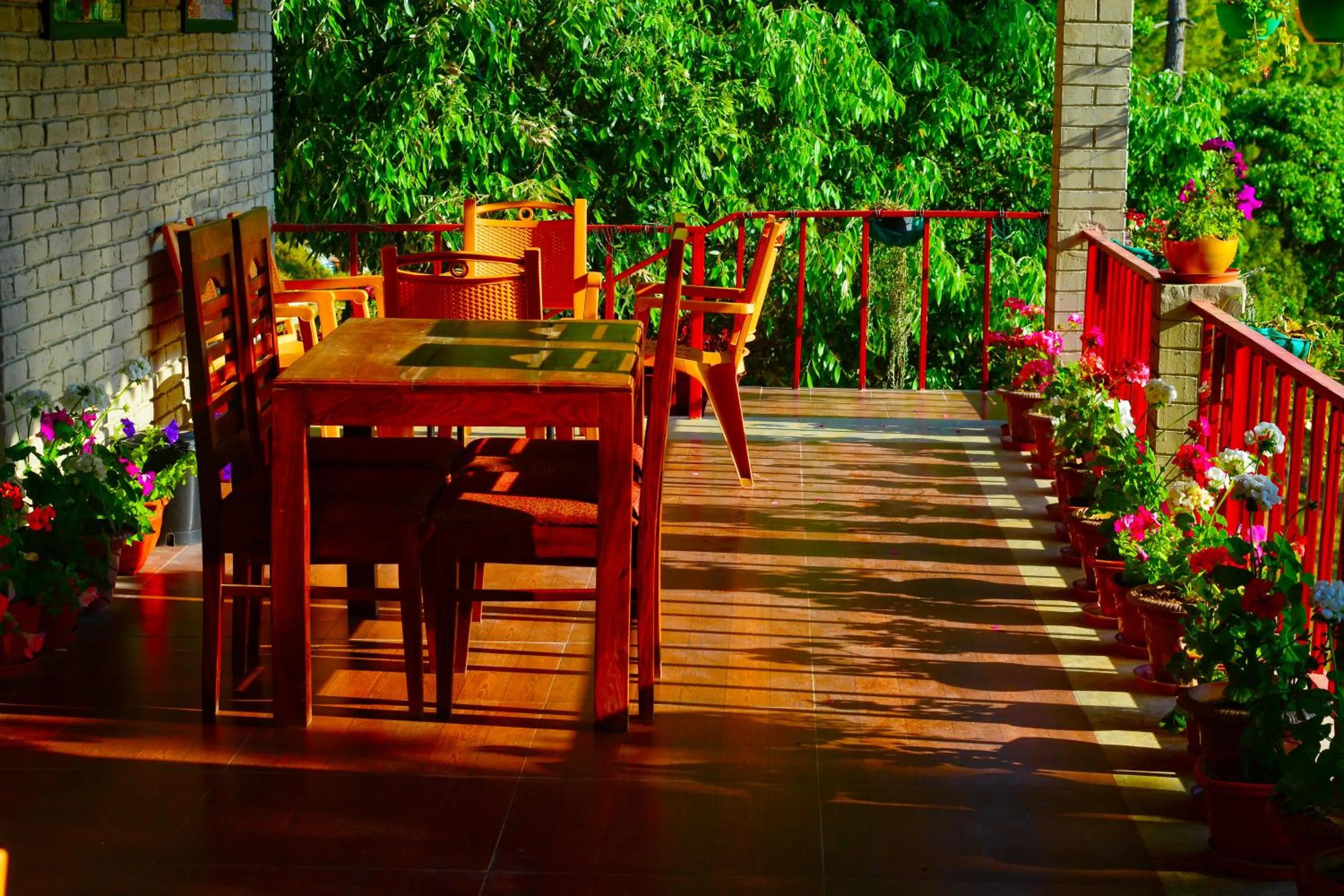 Patio in Majkhali Woods, Ranikhet, By Himalayan Eco Lodges