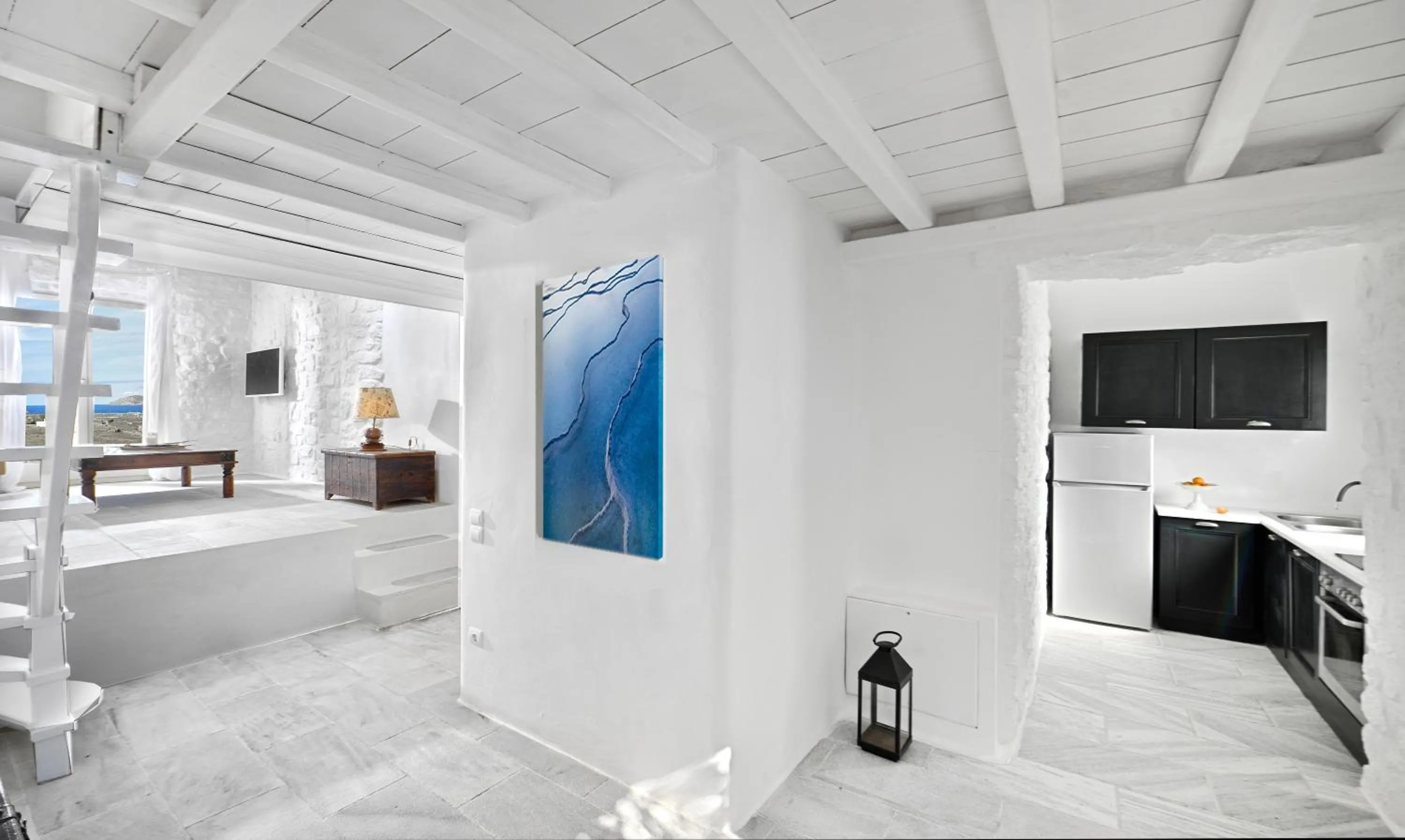 Kitchen or kitchenette, Bed in Mykonos Dream Villas