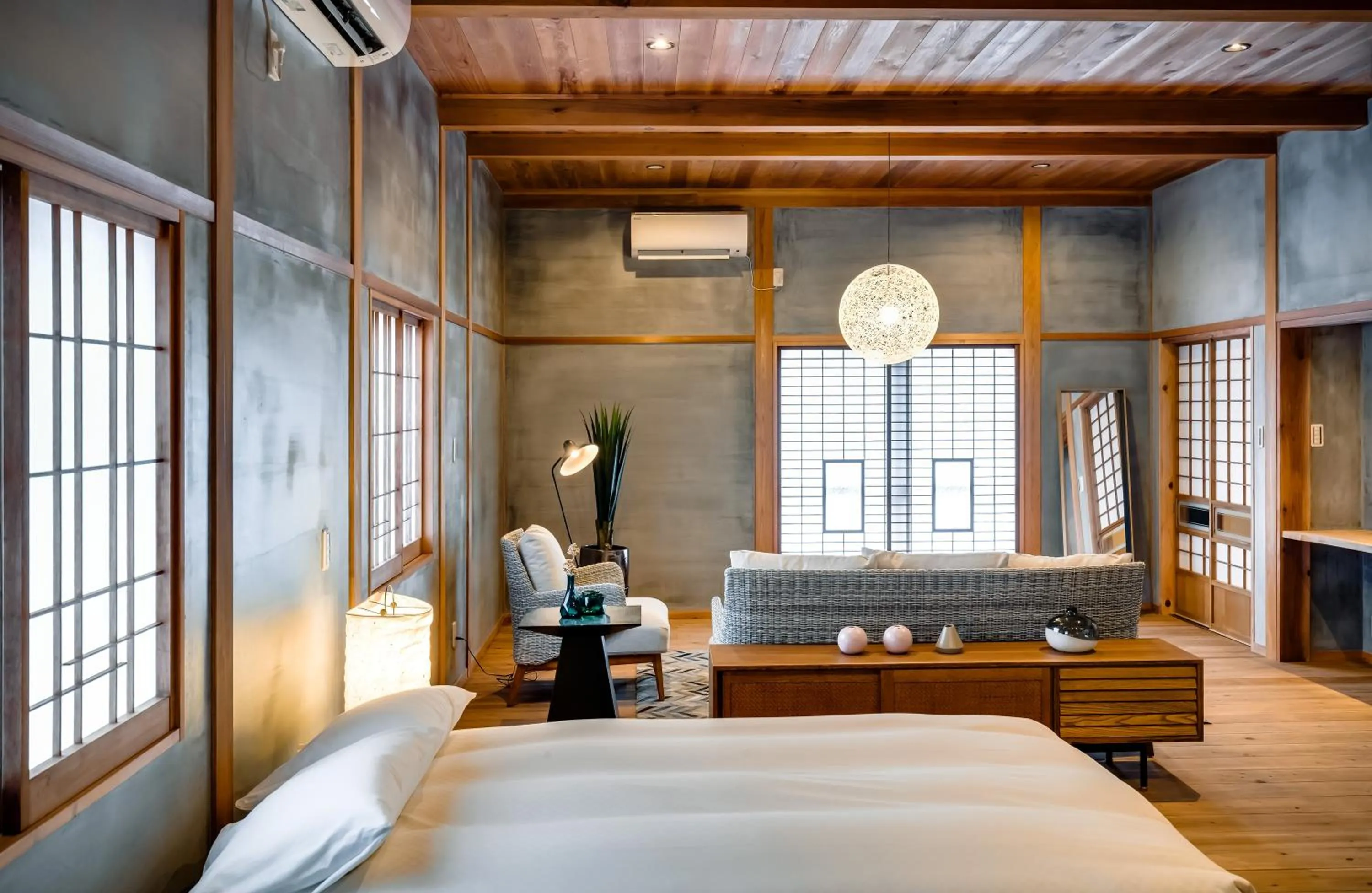 Bed in NIPPONIA Sawara Merchant Town Hotel