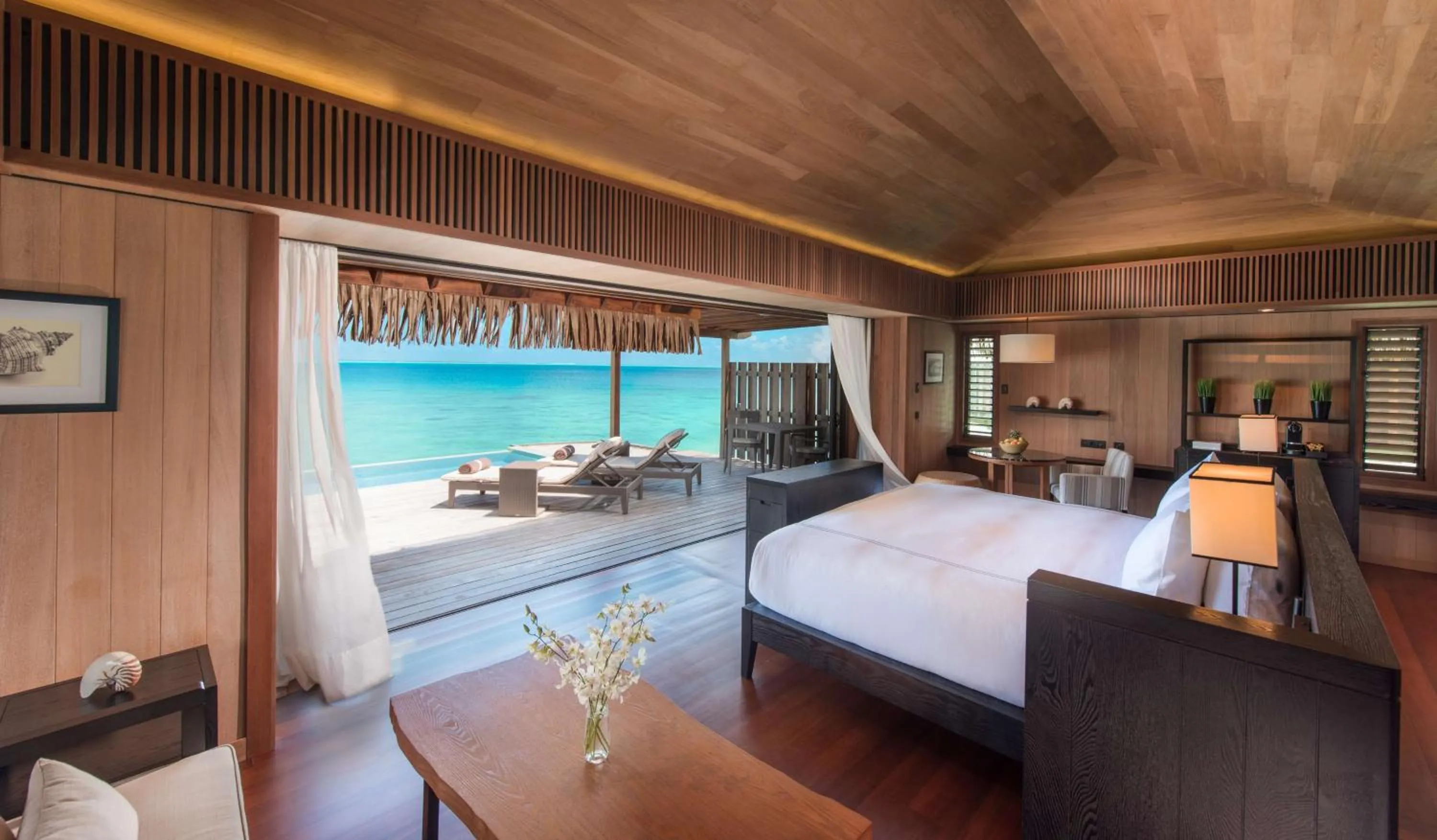 View (from property/room), Bed in Conrad Bora Bora Nui