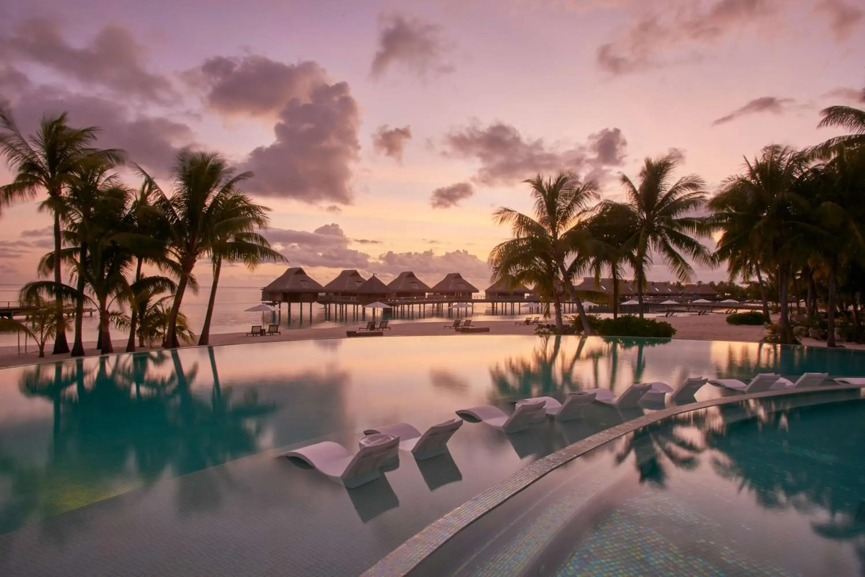 Pool view in Conrad Bora Bora Nui Pool view in Conrad Bora Bora Nui