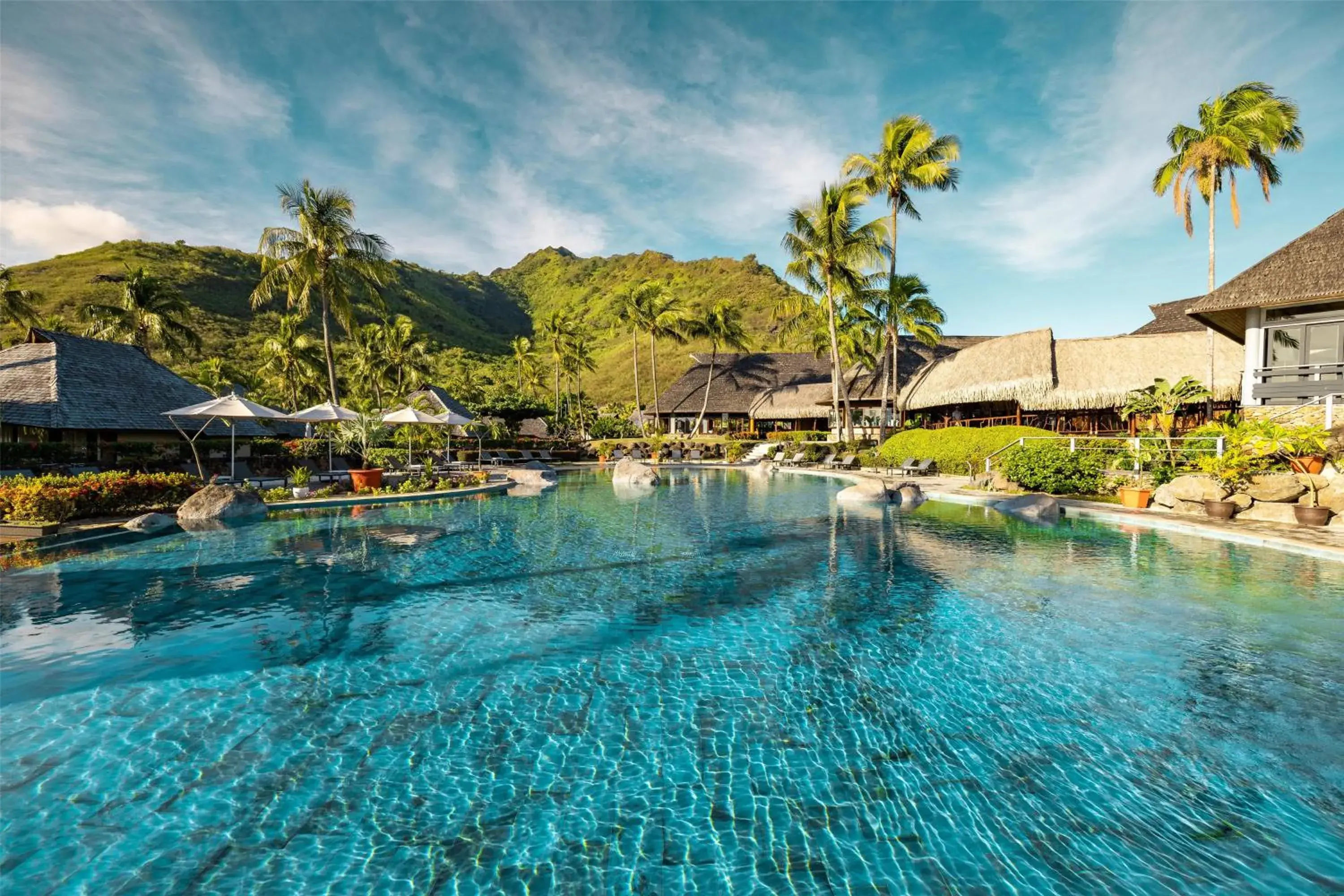 Pool view in Hilton Moorea Lagoon Resort & Spa Pool view in Hilton Moorea Lagoon Resort & Spa