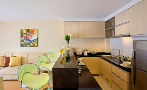 Kitchen or kitchenette in Jinhold Apartment Hotel