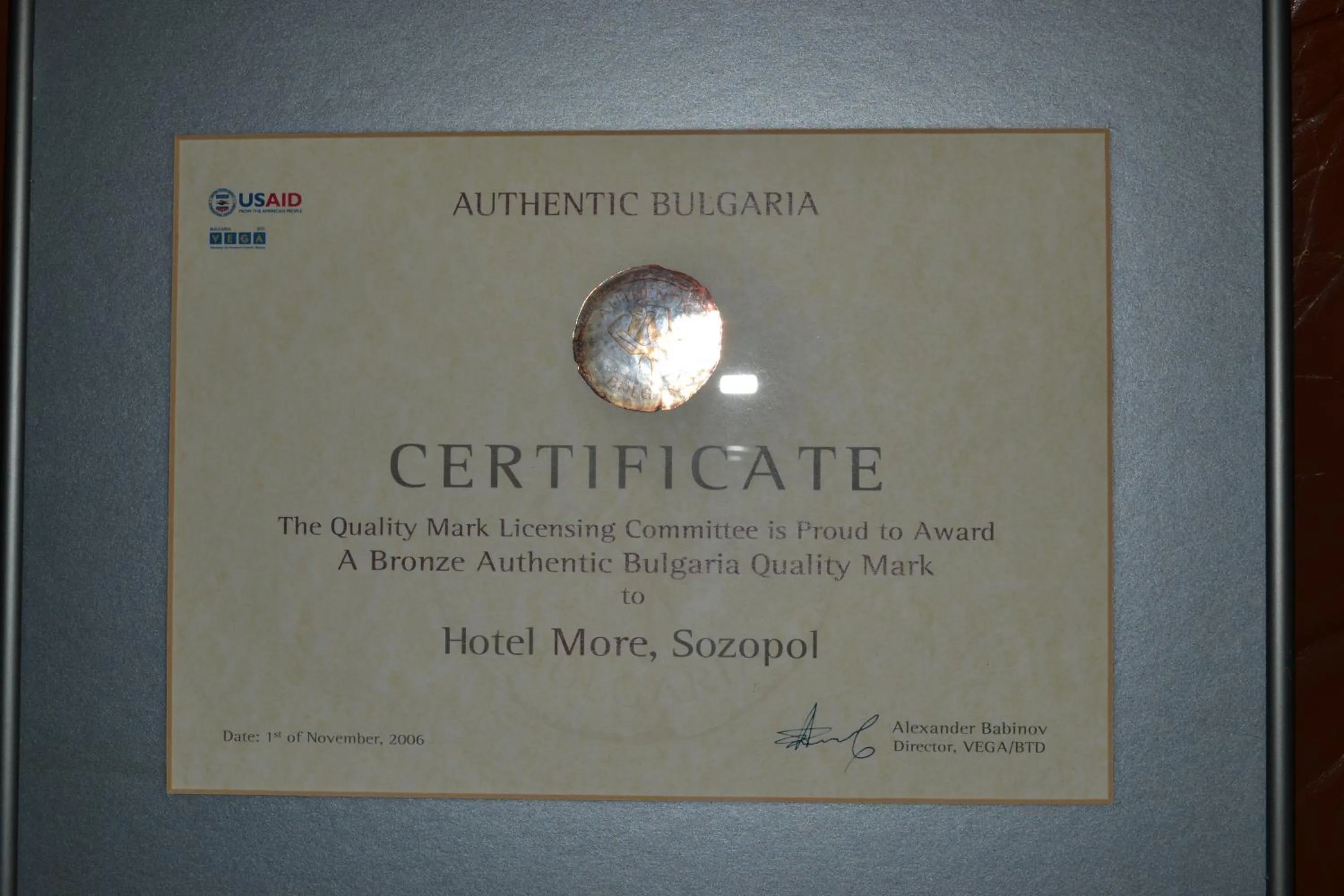 Certificate/Award in More Family Hotel